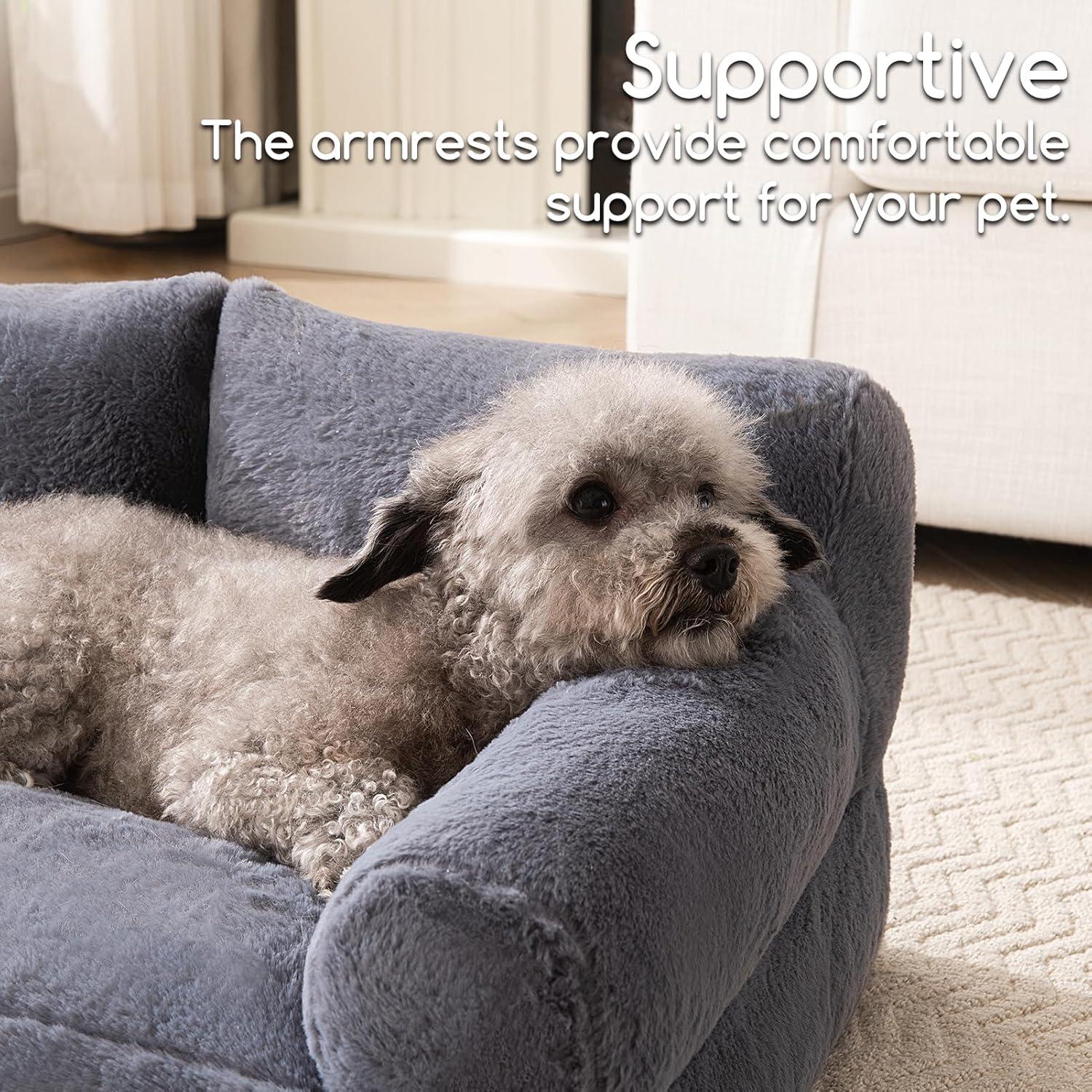 Sofá para Mascotas Hollypet Gris 60x45 cm Suave y Elegante