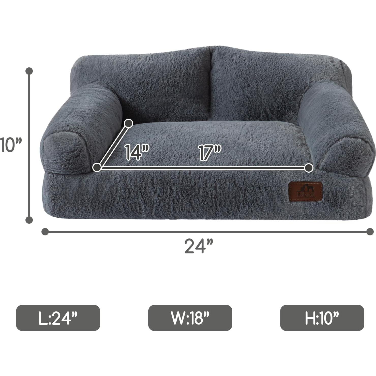 Sofá para Mascotas Hollypet Gris 60x45 cm Suave y Elegante