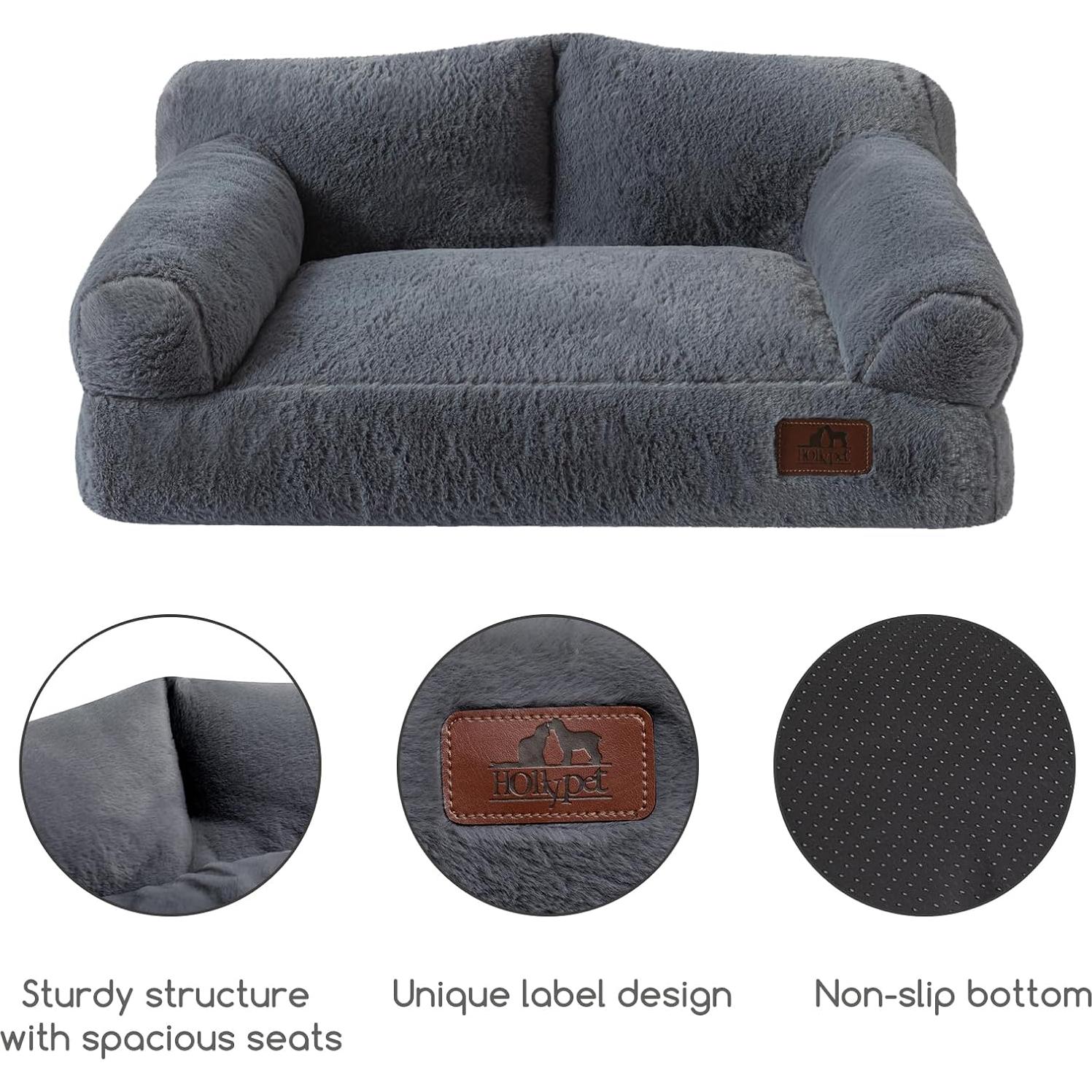 Sofá para Mascotas Hollypet Gris 60x45 cm Suave y Elegante