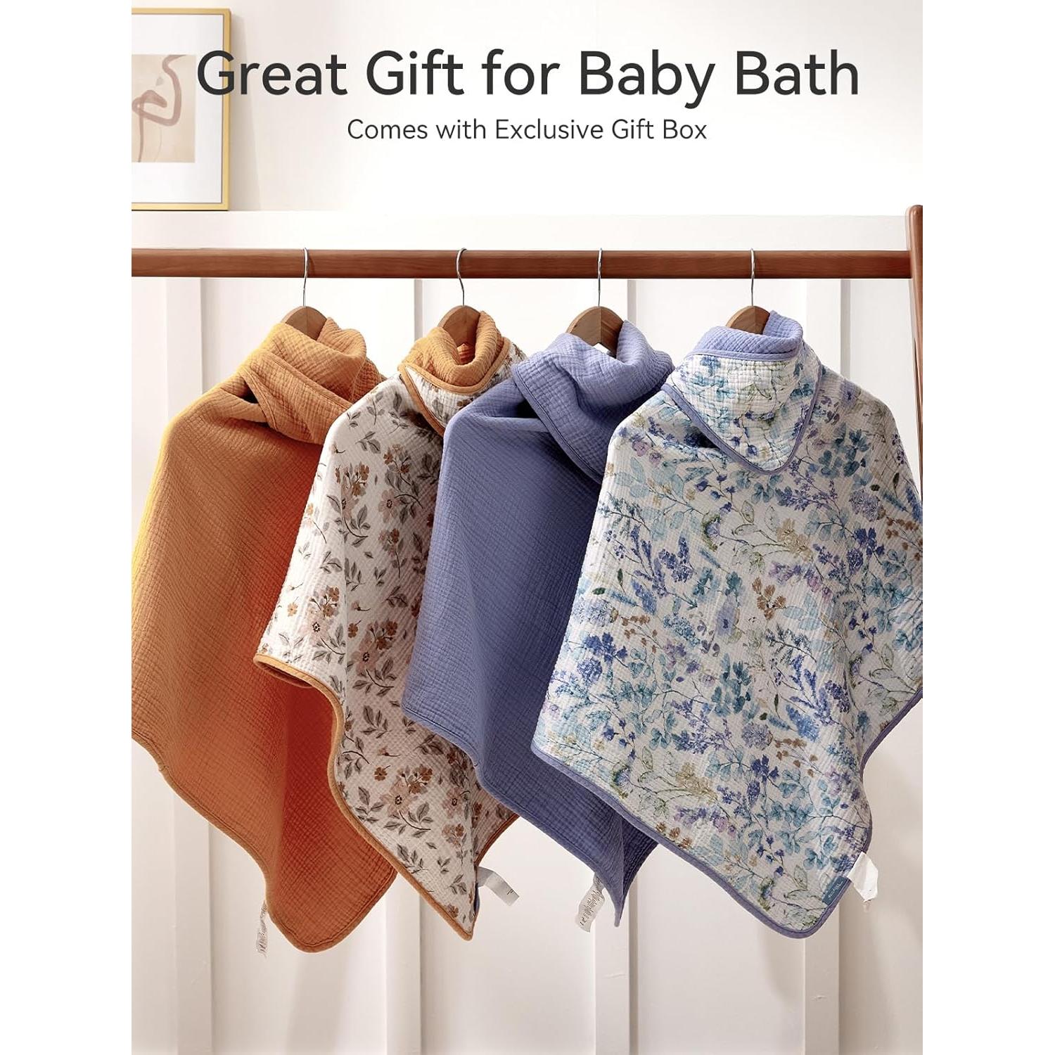 Toallas con Capucha TILLYOU de Muselina para Bebés 81x81 cm - 2 Piezas