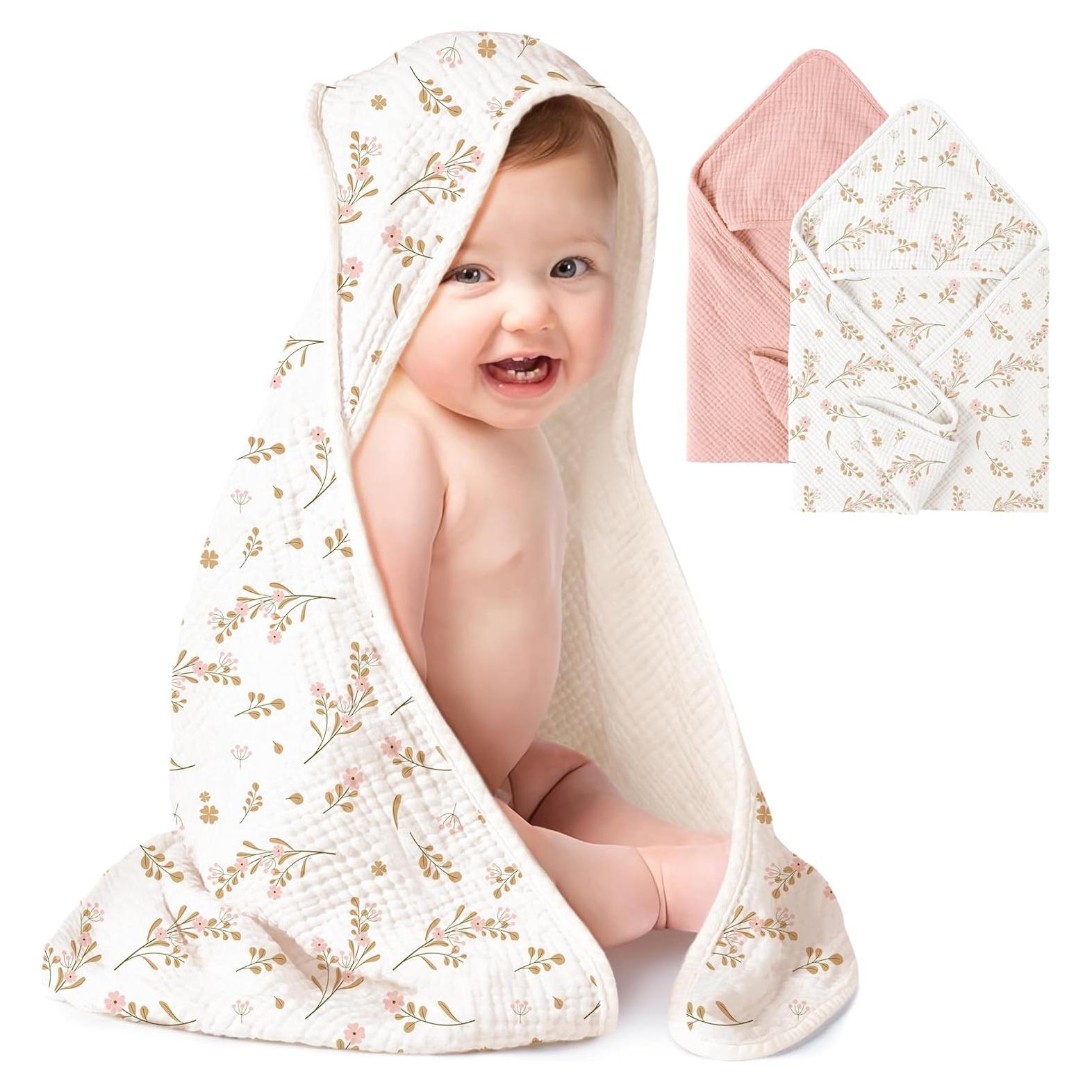 Toallas de Muselina con Capucha Konssy - 2 Piezas 76x76cm