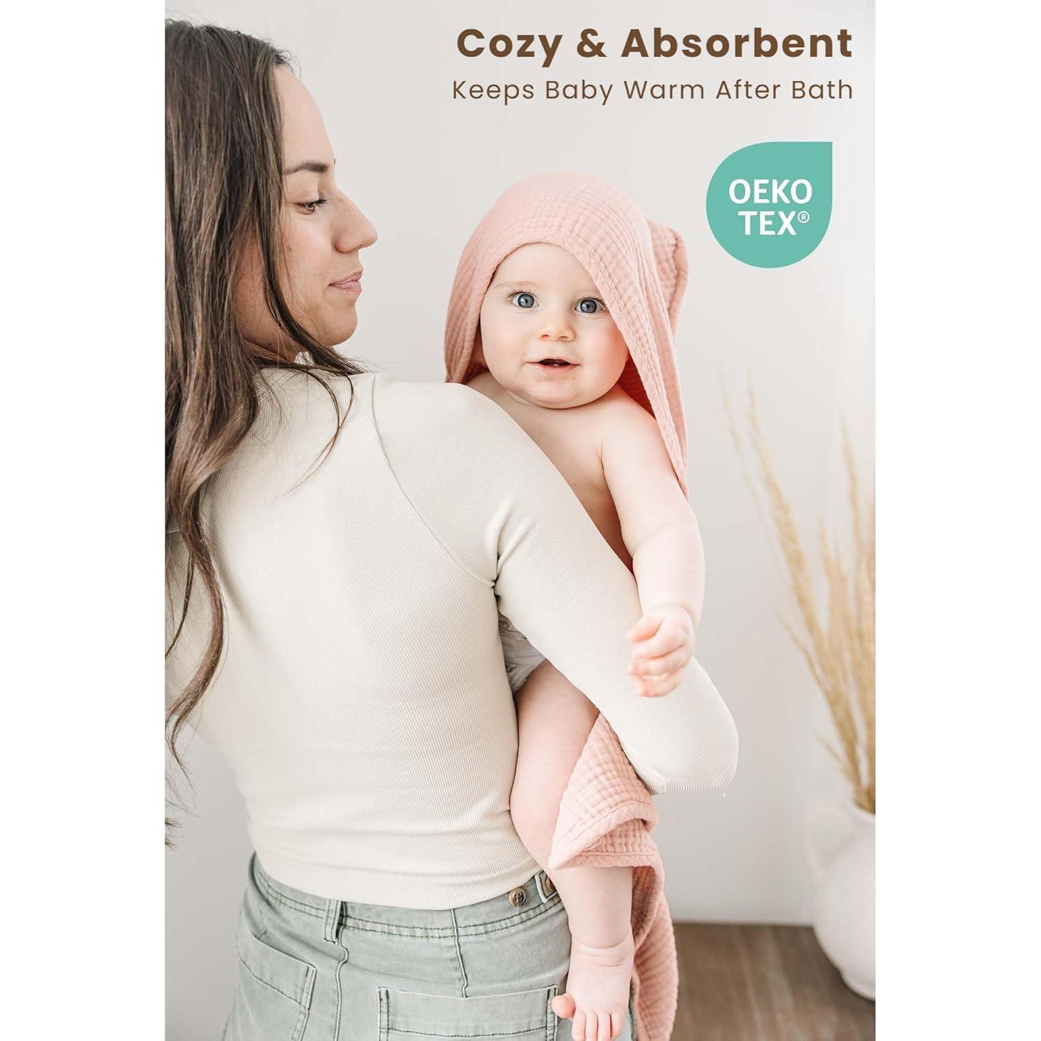 Toallas de Muselina con Capucha Konssy - 2 Piezas 76x76cm