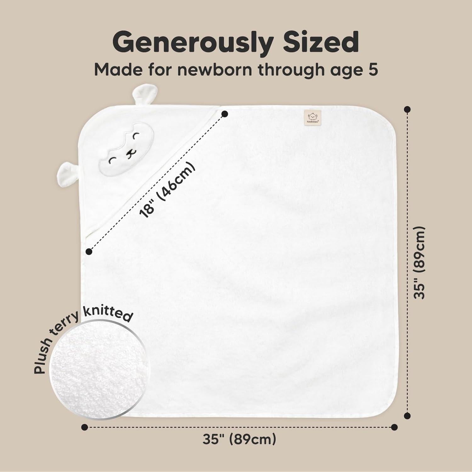 Toalla con Capucha KeaBabies para Bebés 88.9x88.9 cm Cordero