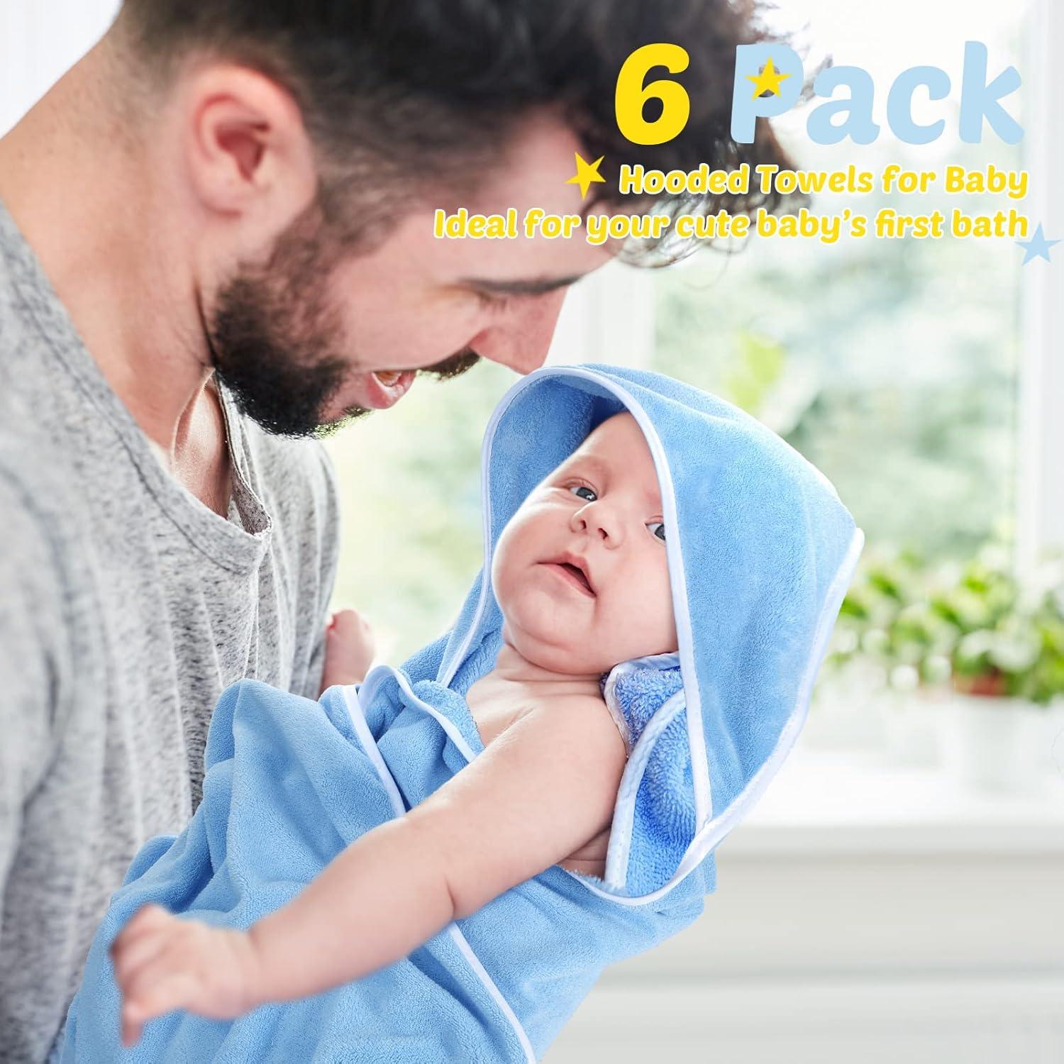 Chumia Paquete de 6 Toallas de Baño con Capucha para Bebés 76x76 cm