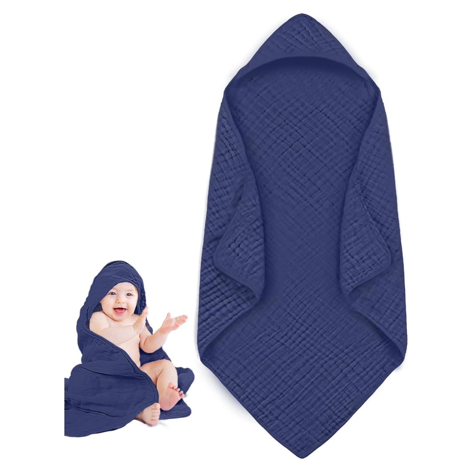 Toalla con Capucha Cutie Birdie 81x81cm Algodón Muselina Azul