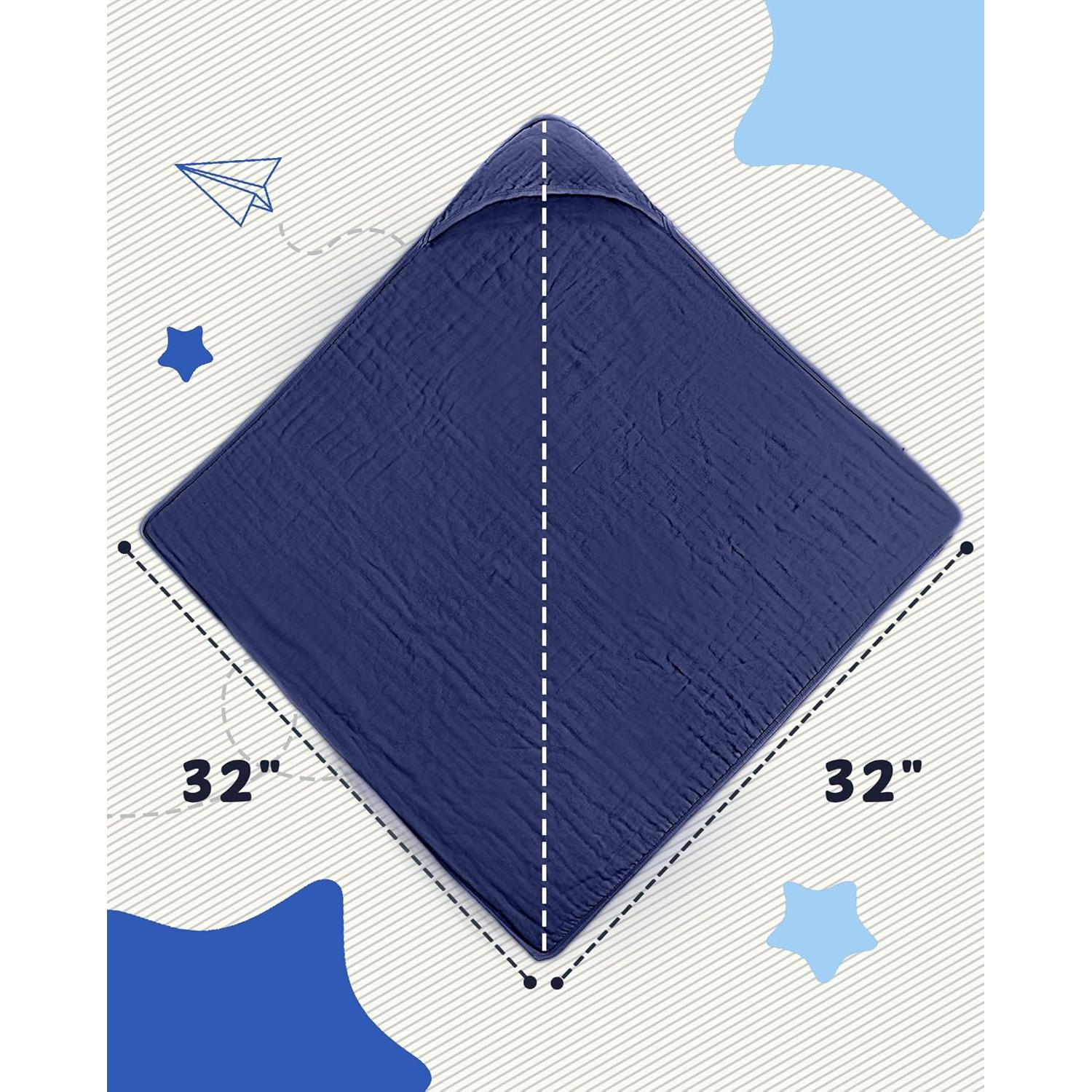 Toalla con Capucha Cutie Birdie 81x81cm Algodón Muselina Azul