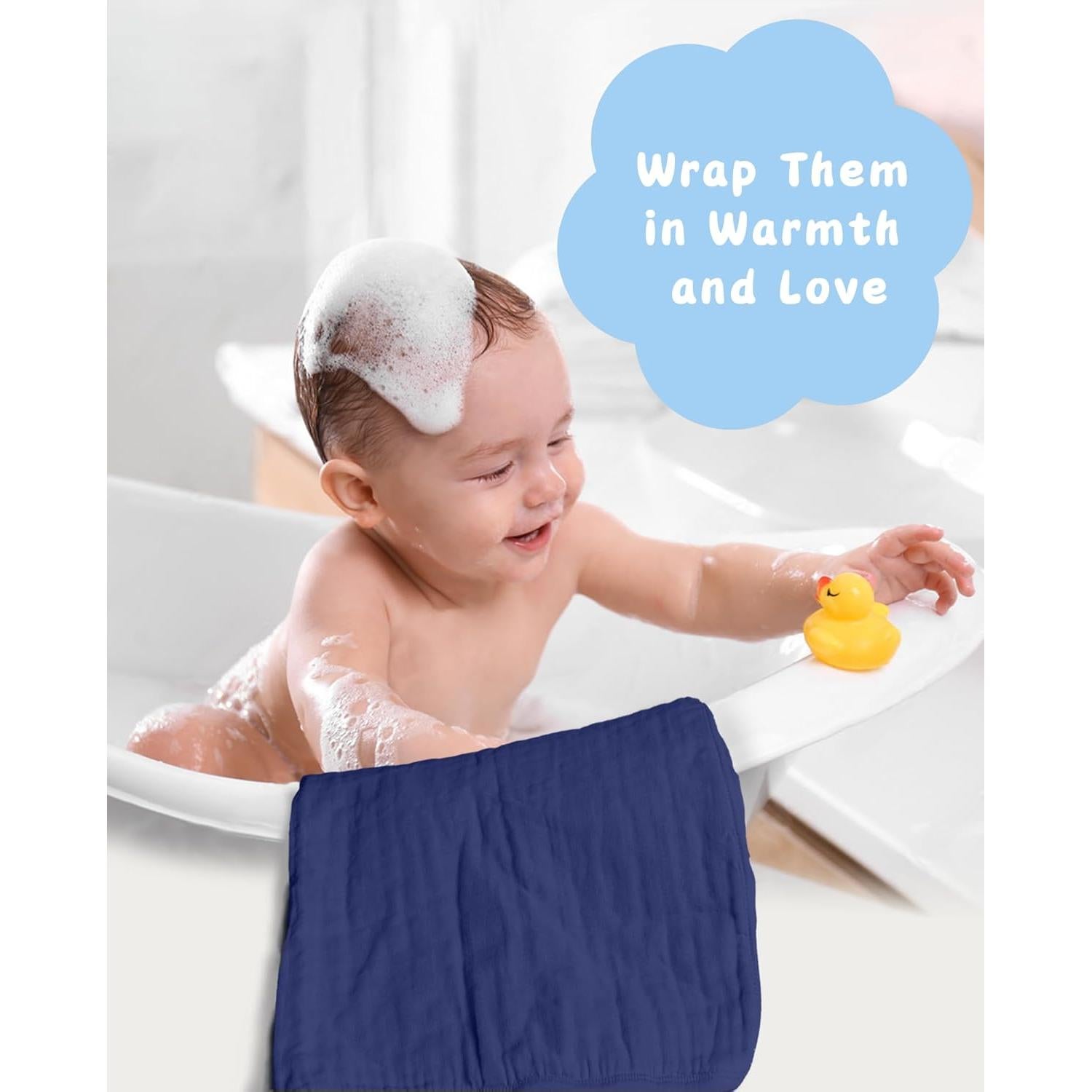 Toalla con Capucha Cutie Birdie 81x81cm Algodón Muselina Azul