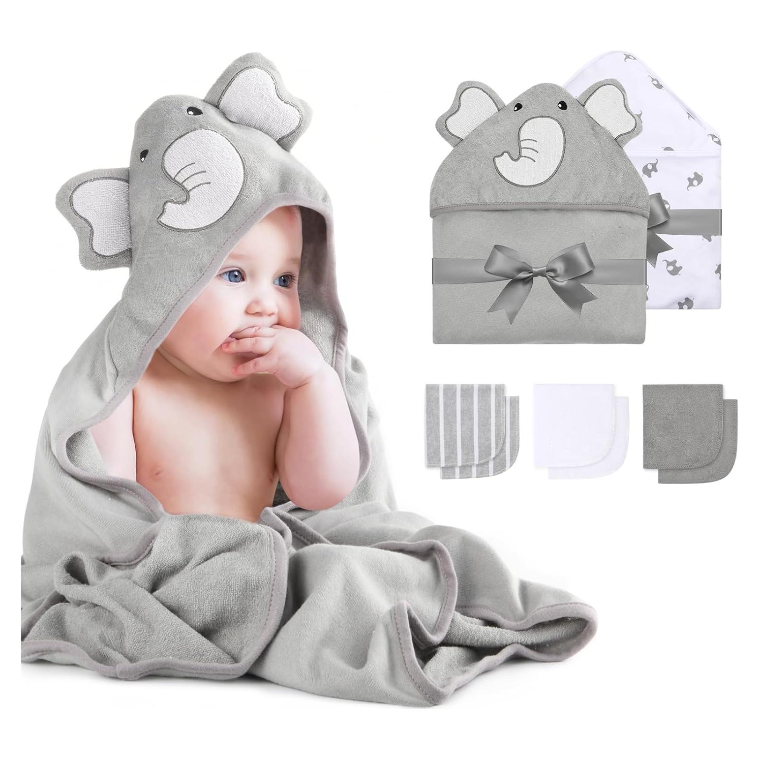 Toalla de baño con capucha Momcozy Elefante 76x76 cm 8 piezas
