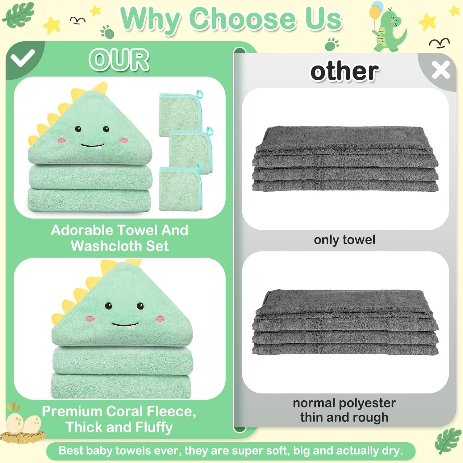 Toallas con Capucha para Bebés Sublaga - 4 Piezas Dinosaurio