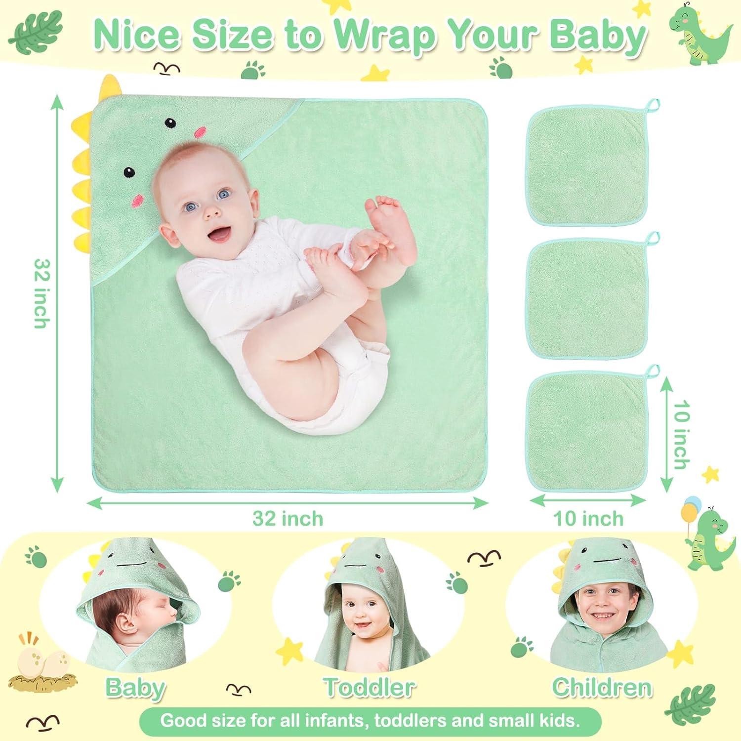 Toallas con Capucha para Bebés Sublaga - 4 Piezas Dinosaurio