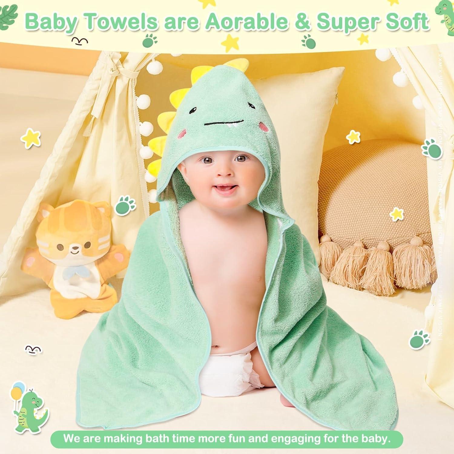 Toallas con Capucha para Bebés Sublaga - 4 Piezas Dinosaurio