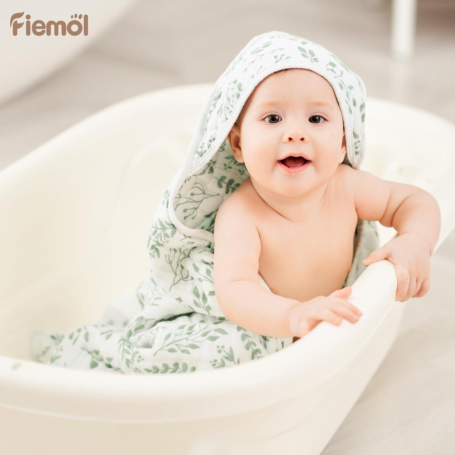 Toallas de Baño con Capucha FIEMOL 100% Algodón Muselina 81x81cm