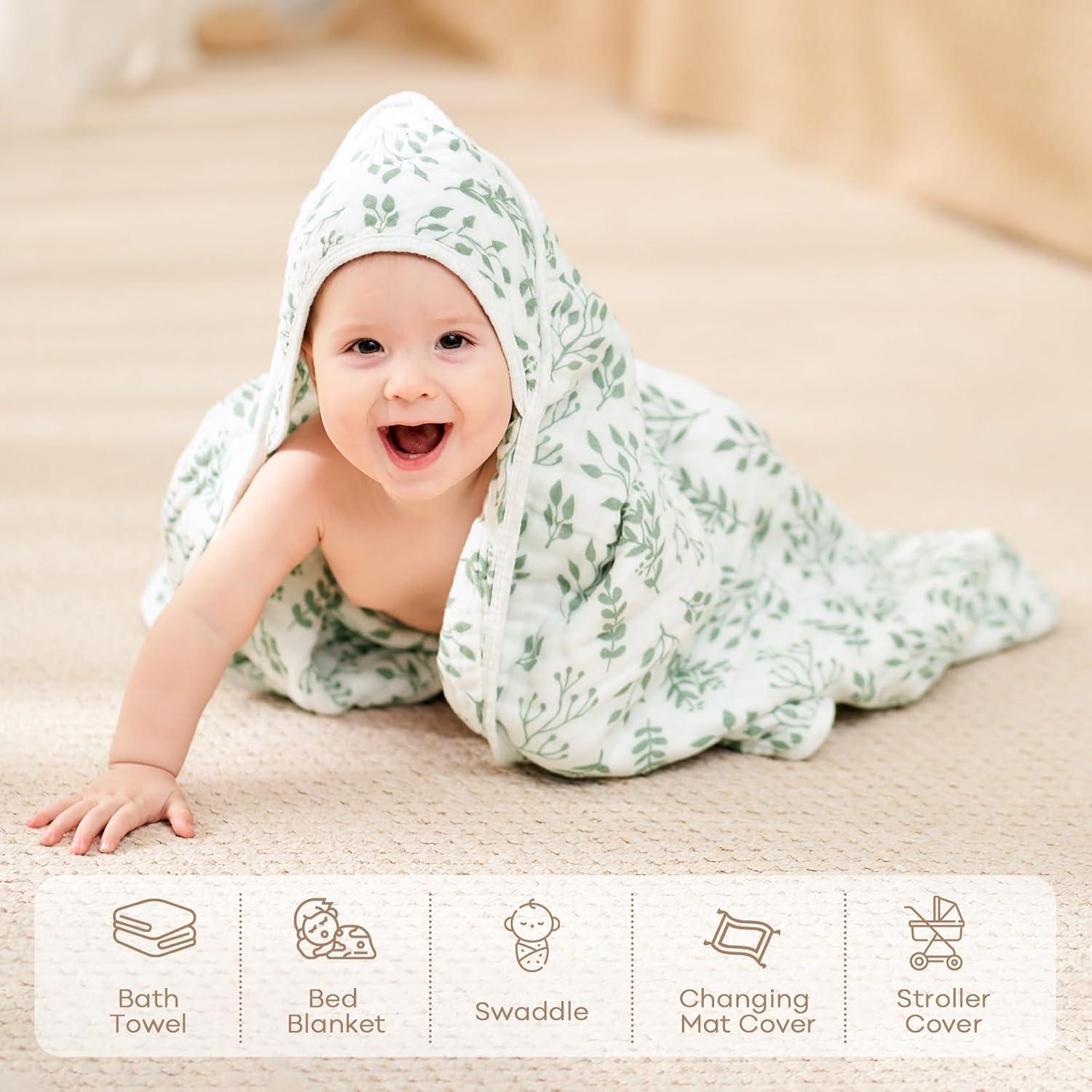 Toallas de Baño con Capucha FIEMOL 100% Algodón Muselina 81x81cm