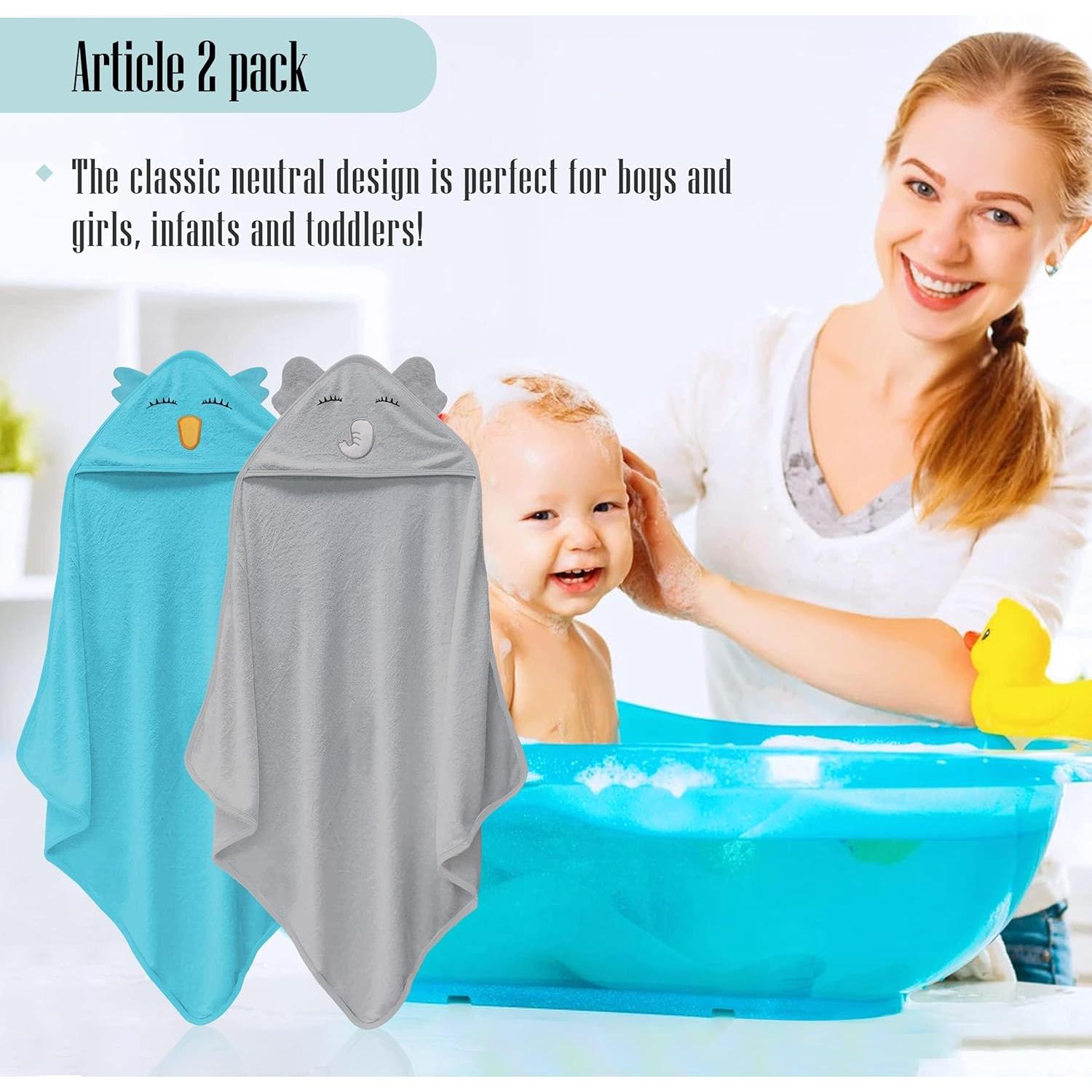 Paquete 2 Toallas con Capucha Bebé Cute Castle Elefante y Pájaro