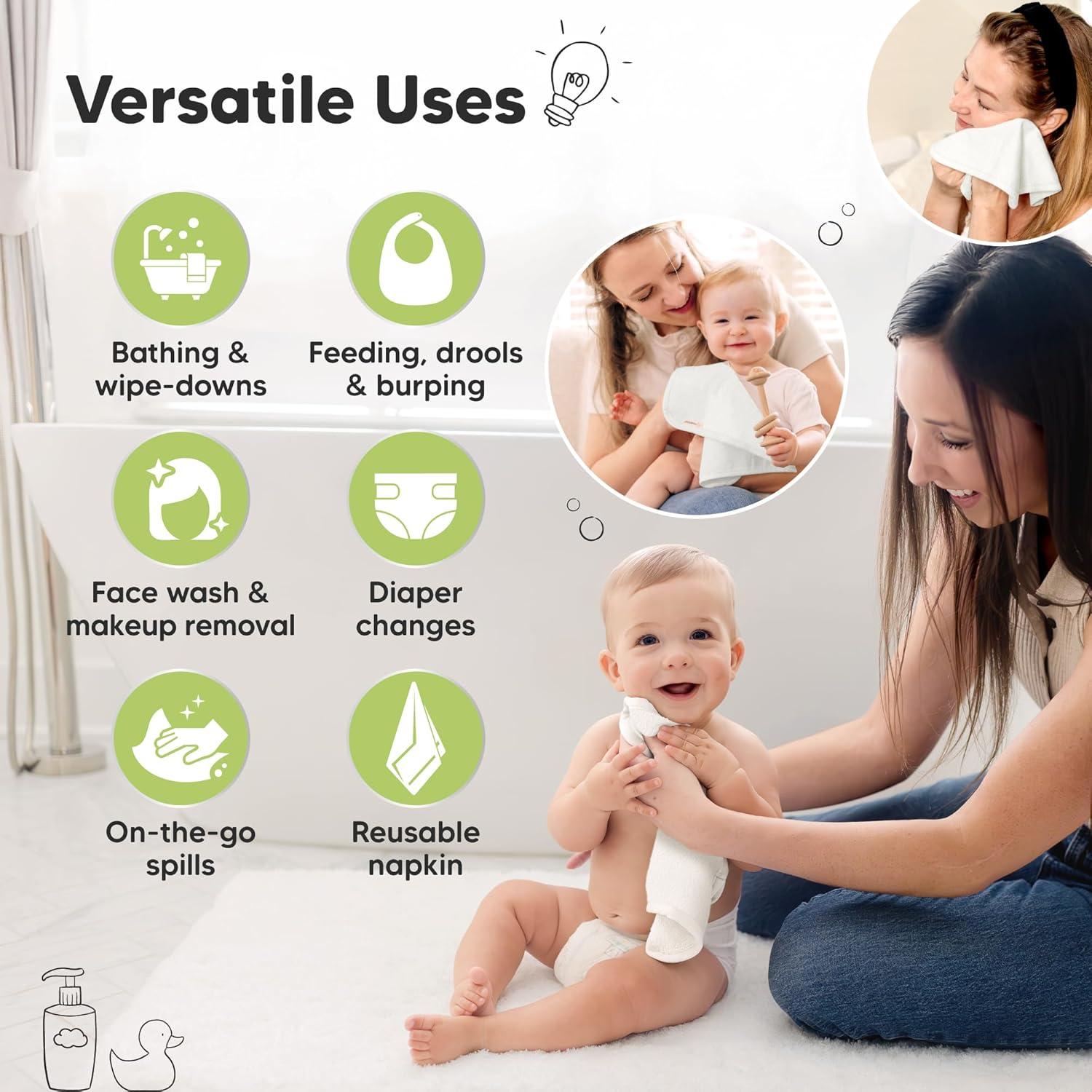 Paquete de 6 Paños de Baño KeaBabies 25x25 cm Viscosa Bambú