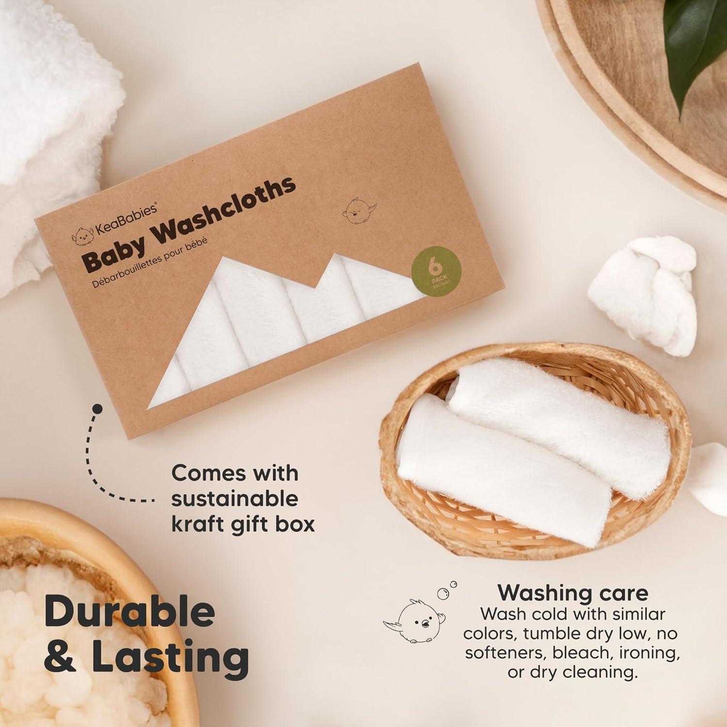 Paquete de 6 Paños de Baño KeaBabies 25x25 cm Viscosa Bambú