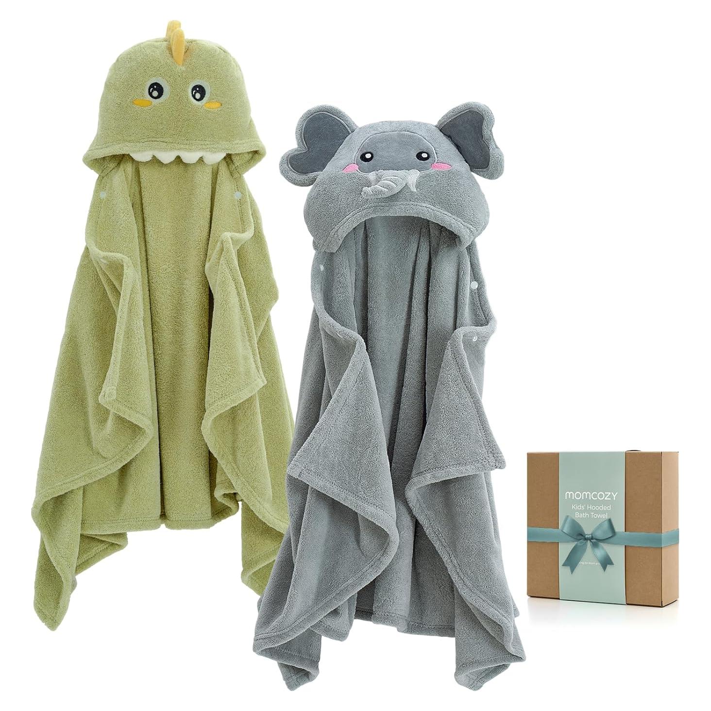 Toalla con Capucha Momcozy 2 Piezas Elefante y Cocodrilo 71x140cm