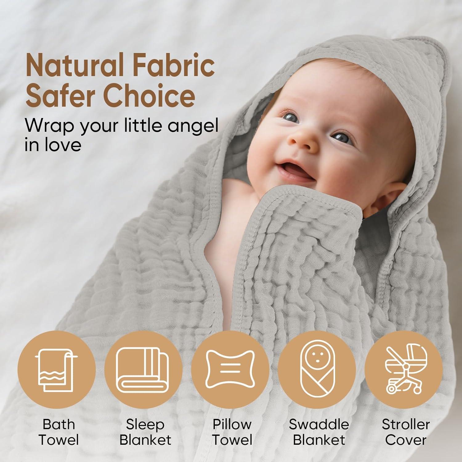 Toalla de baño para bebé MIGIOL 100% algodón muselina 81x81cm