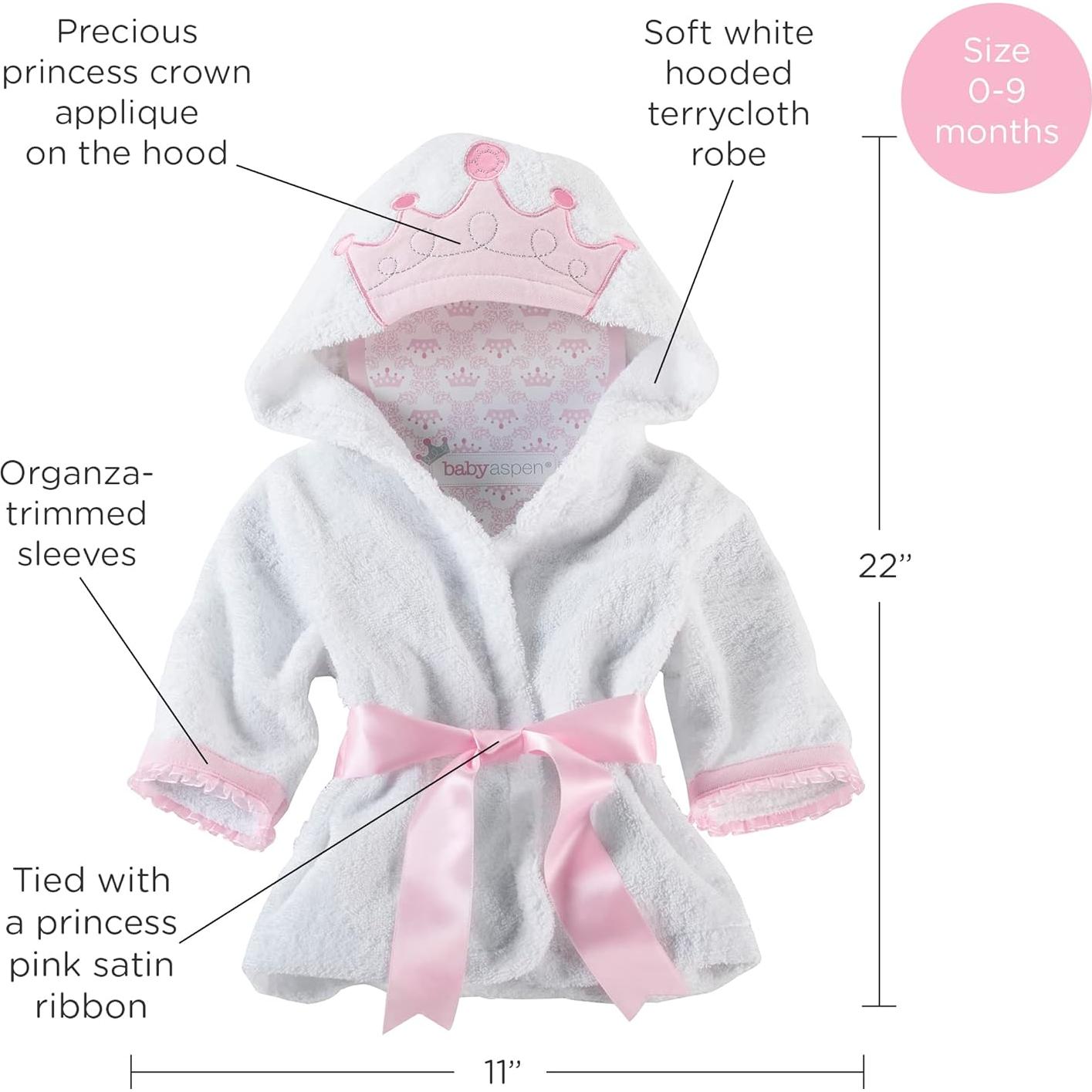 Bata de Baño para Bebé Aspen Princesa Pequeña 0-9 Meses