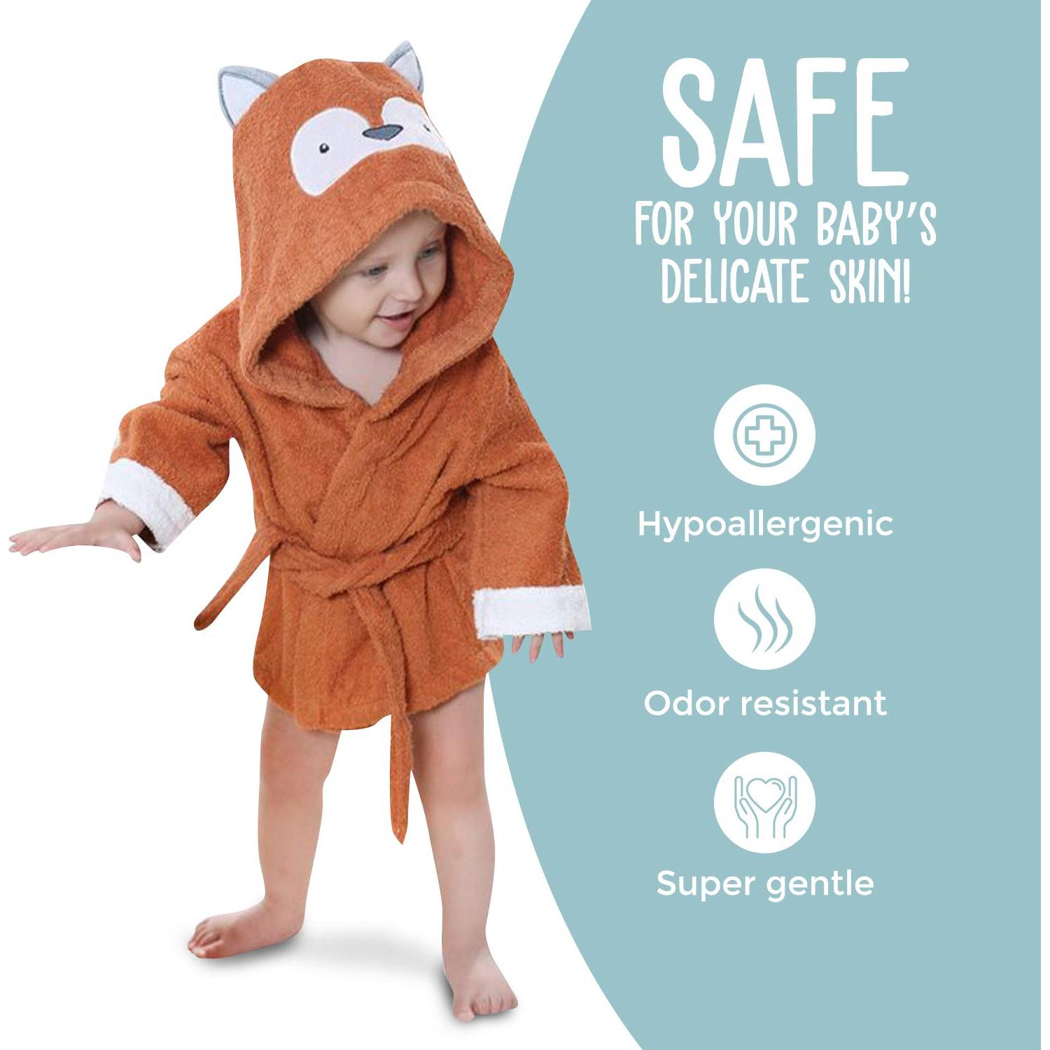 Bata de baño para bebés BlueMello Zorro 100% Algodón Unisex