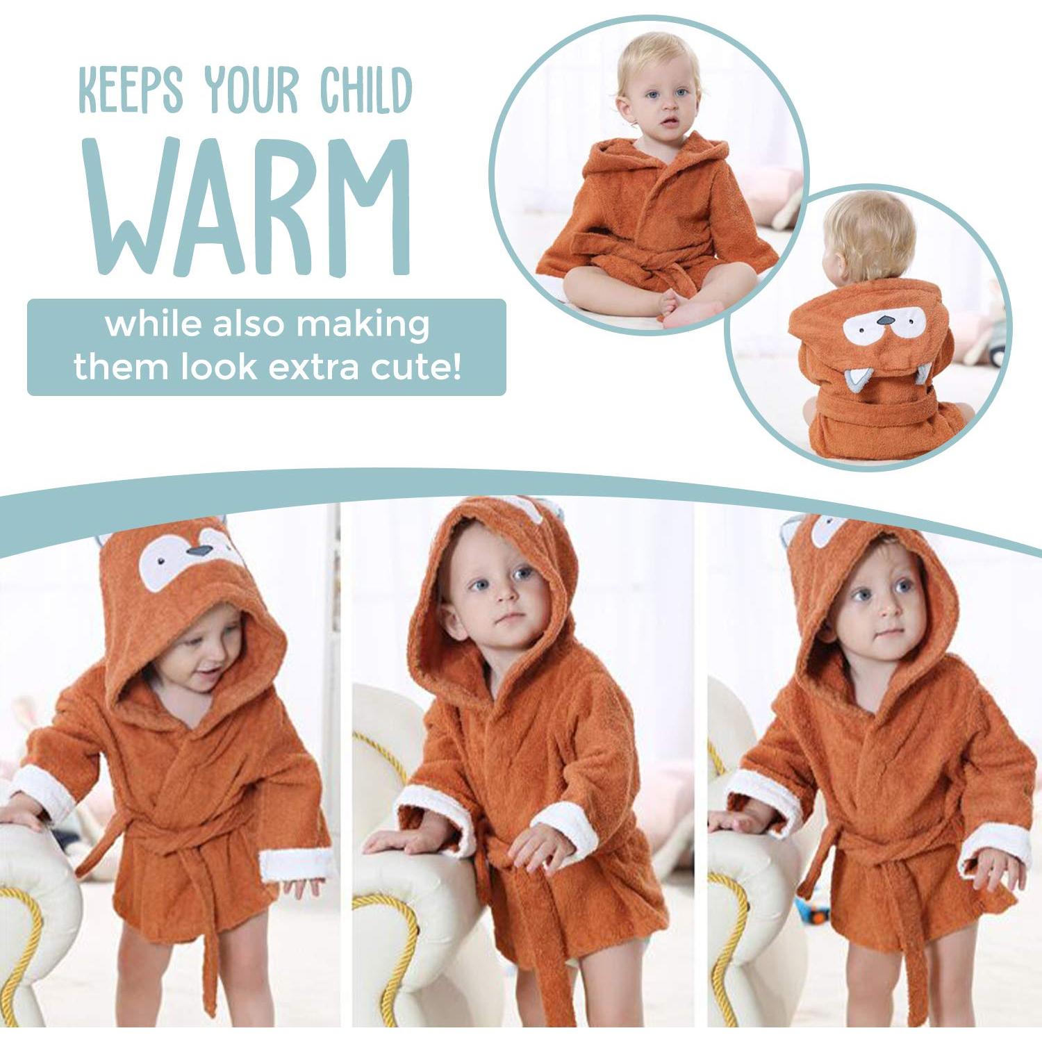 Bata de baño para bebés BlueMello Zorro 100% Algodón Unisex