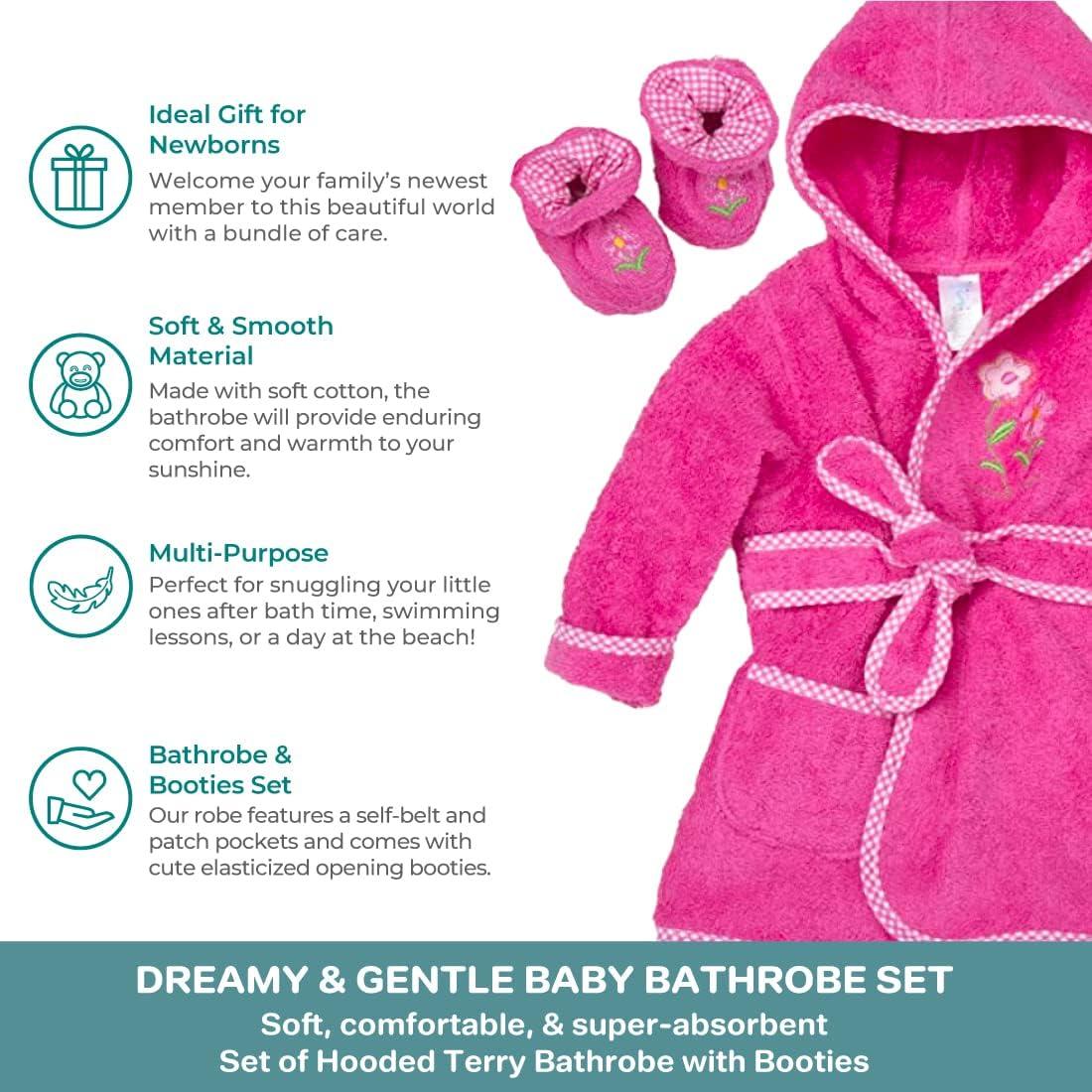 Bata de Baño con Capucha para Bebés Spasilk - Talla Única - Flor Rosa