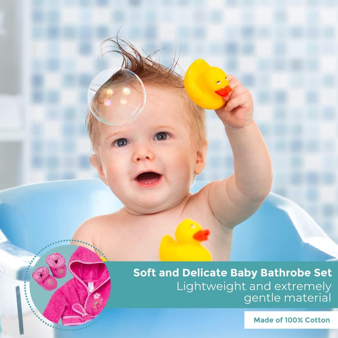 Bata de Baño con Capucha para Bebés Spasilk - Talla Única - Flor Rosa