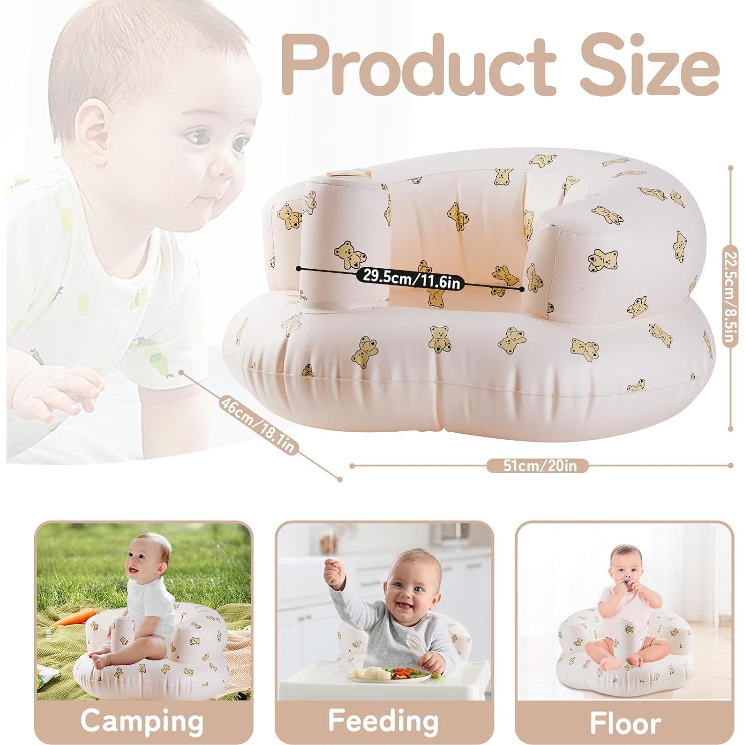 Asiento Inflable para Bebés 3 Meses+ con Bomba - PVC Antideslizante