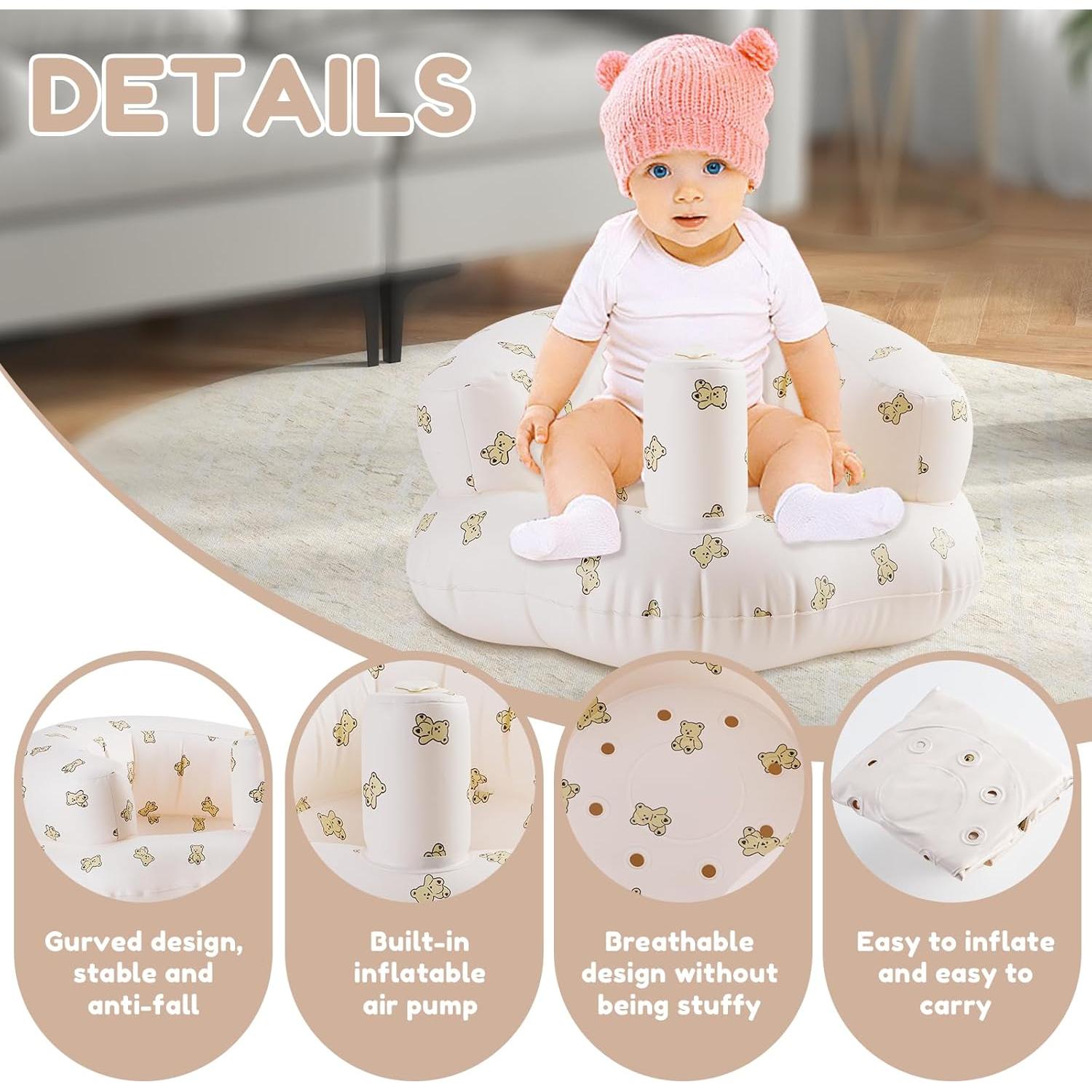 Asiento Inflable para Bebés 3 Meses+ con Bomba - PVC Antideslizante