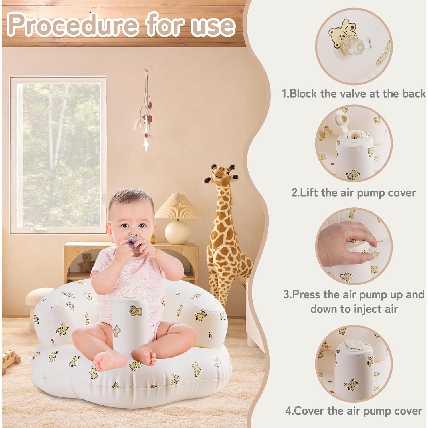 Asiento Inflable para Bebés 3 Meses+ con Bomba - PVC Antideslizante