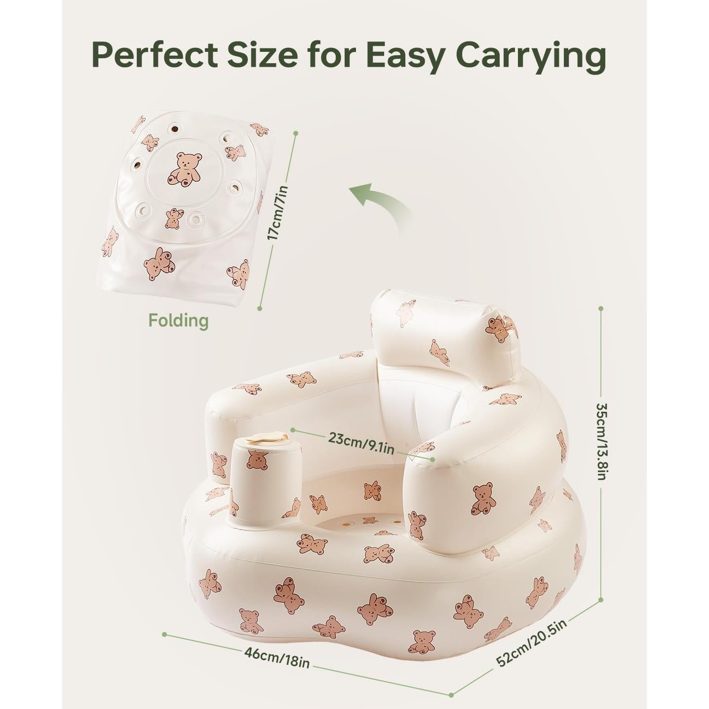 Asiento Inflable para Bebés Babygreat Oso Marrón 0-36 Meses