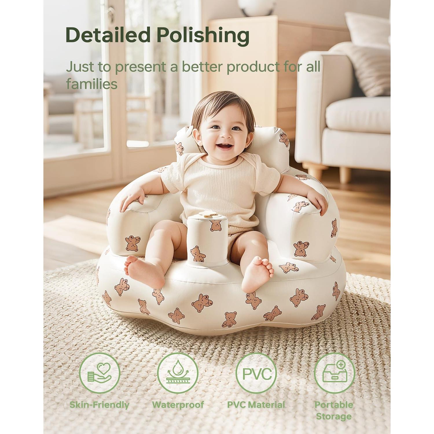 Asiento Inflable para Bebés Babygreat Oso Marrón 0-36 Meses