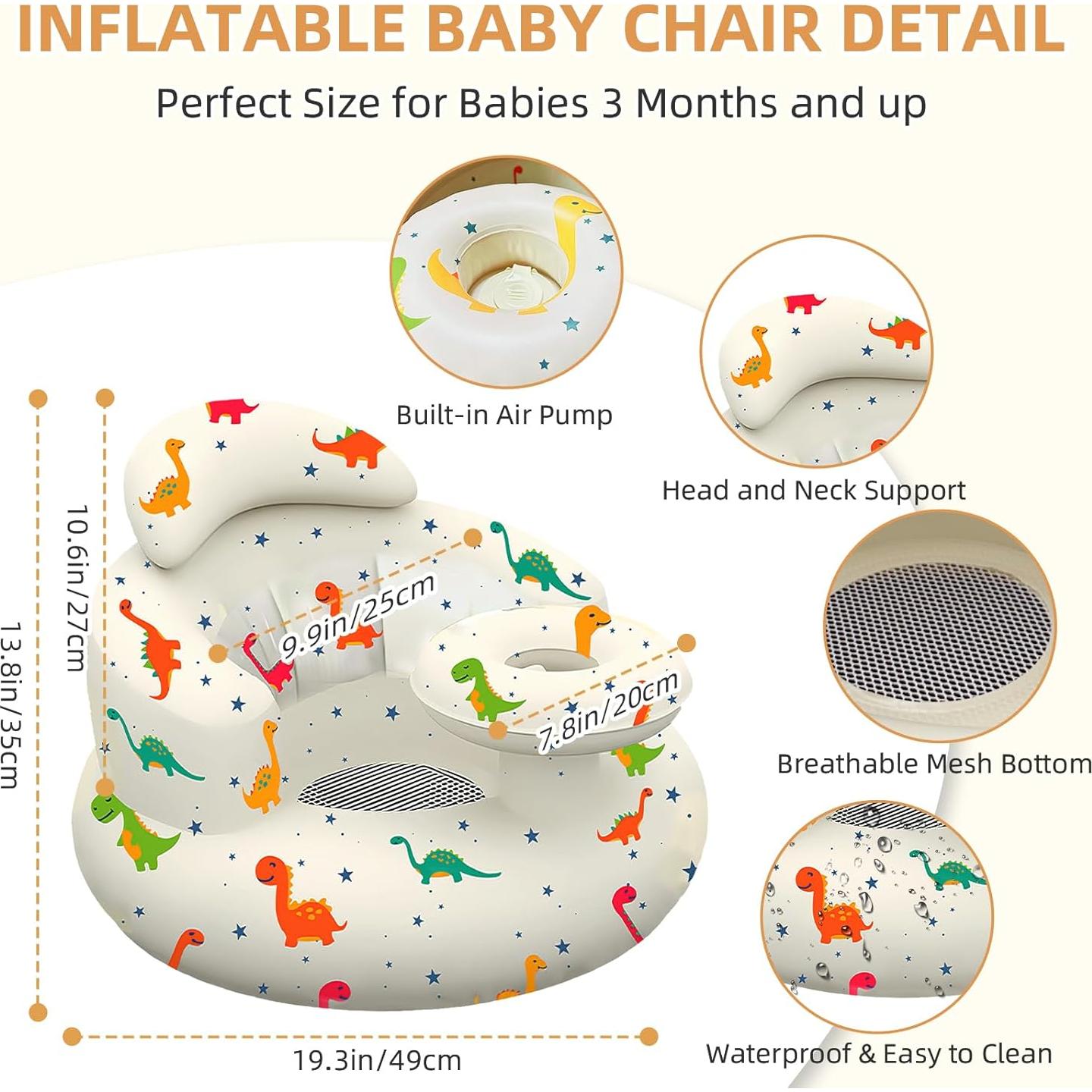 Asiento Inflable para Bebés DDTPDE con Bandeja - Dinosaurio