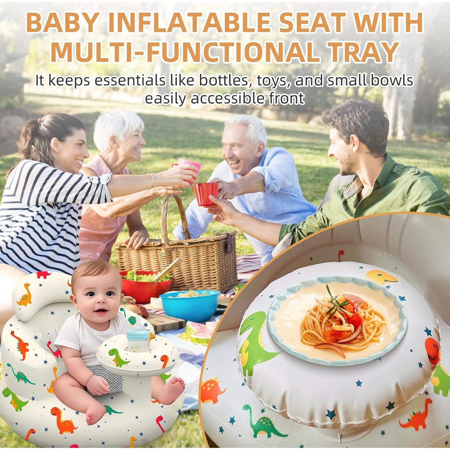 Asiento Inflable para Bebés DDTPDE con Bandeja - Dinosaurio