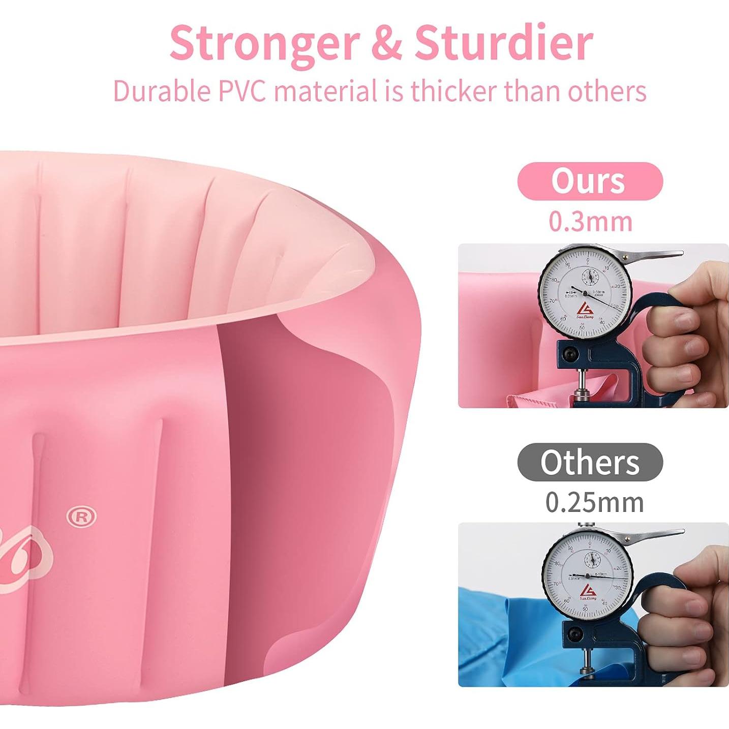 Tina de baño inflable KAKA rosa portátil para bebés 82x57 cm