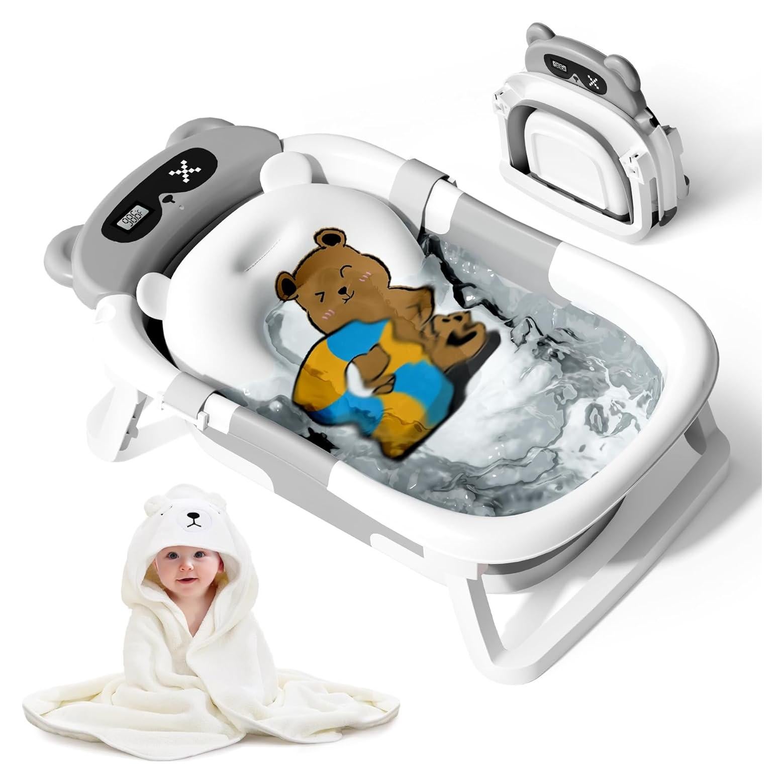 Bañera Plegable para Bebés Kerbwry Gris 0-18 Meses
