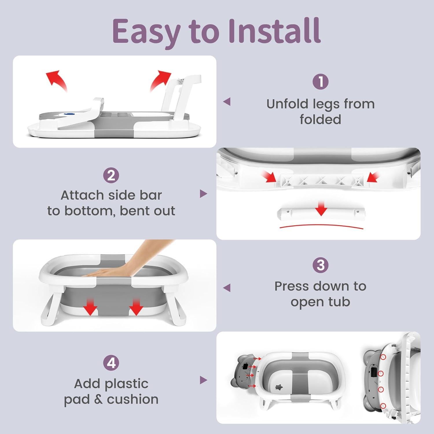 Bañera Plegable para Bebés Kerbwry Gris 0-18 Meses