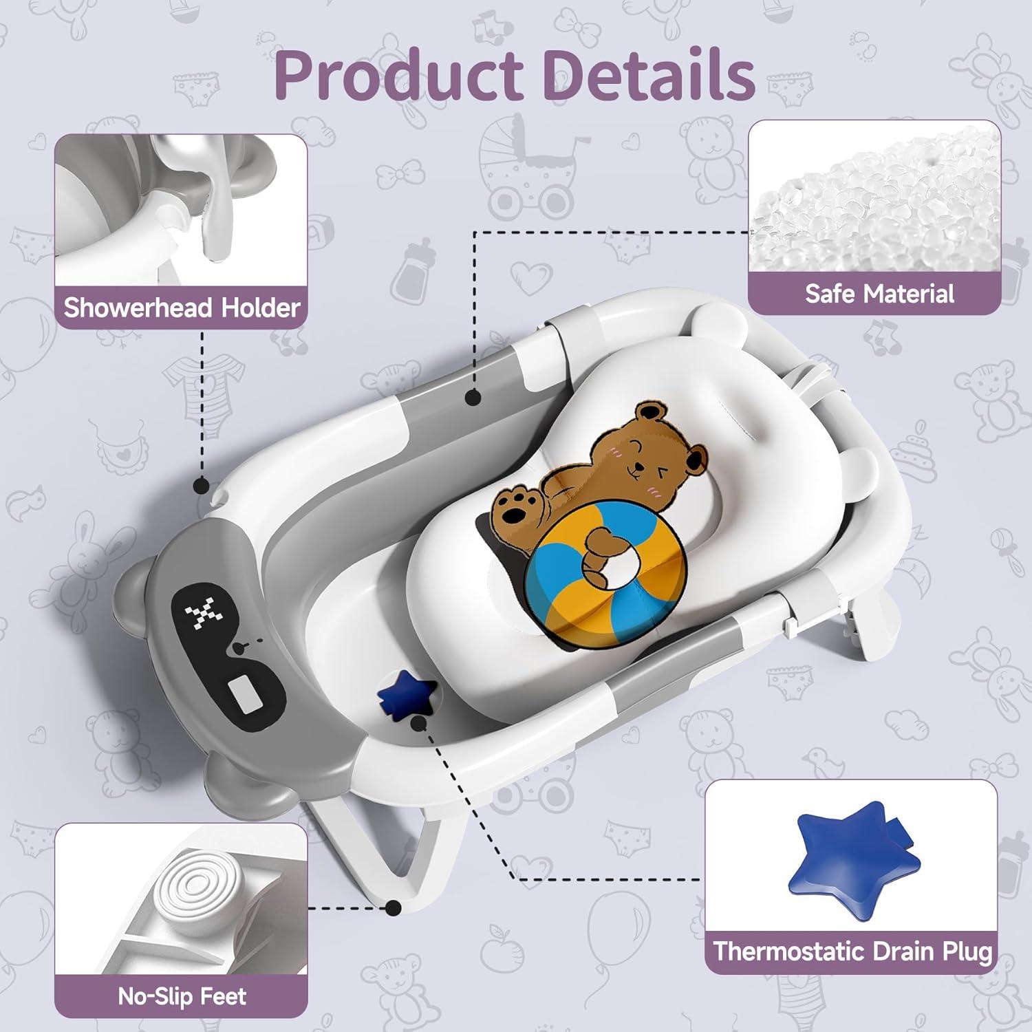 Bañera Plegable para Bebés Kerbwry Gris 0-18 Meses