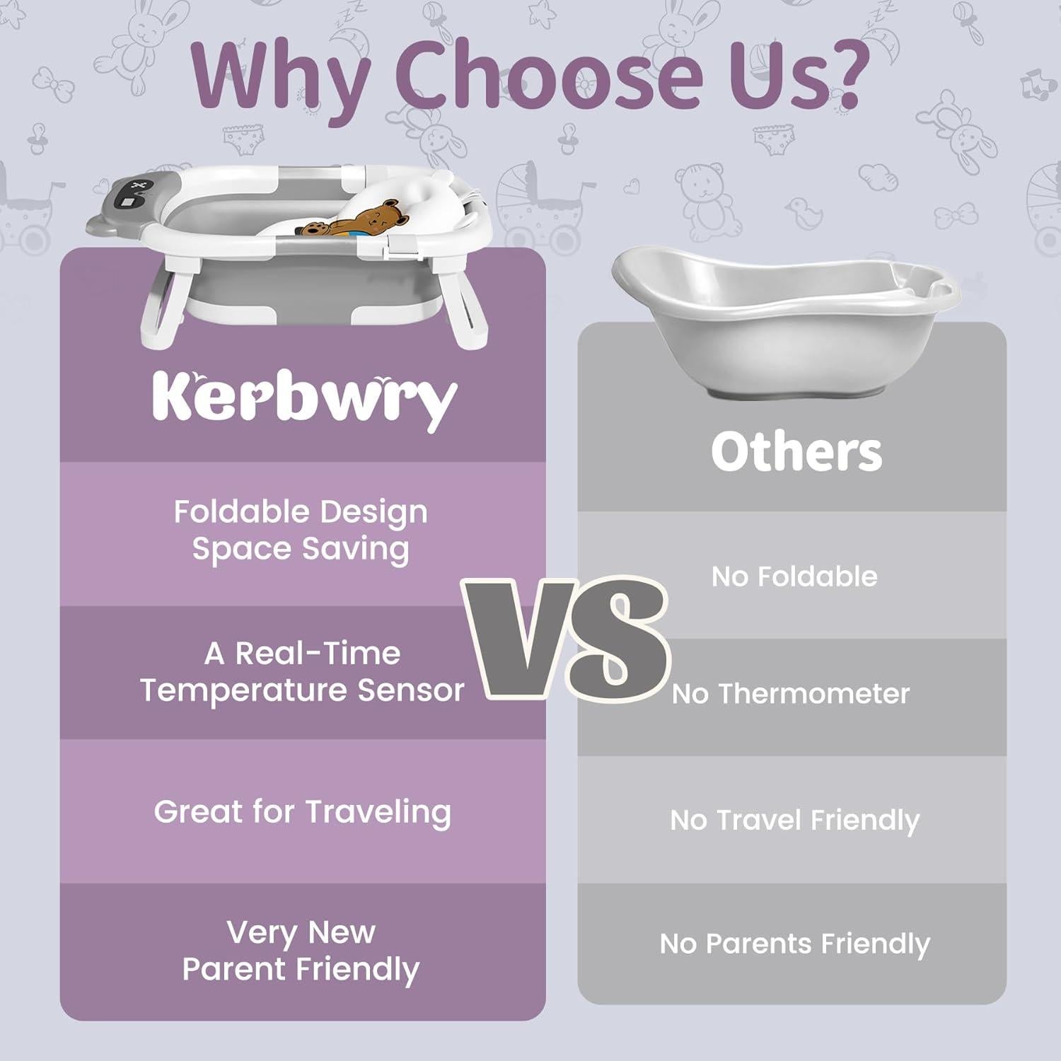 Bañera Plegable para Bebés Kerbwry Gris 0-18 Meses