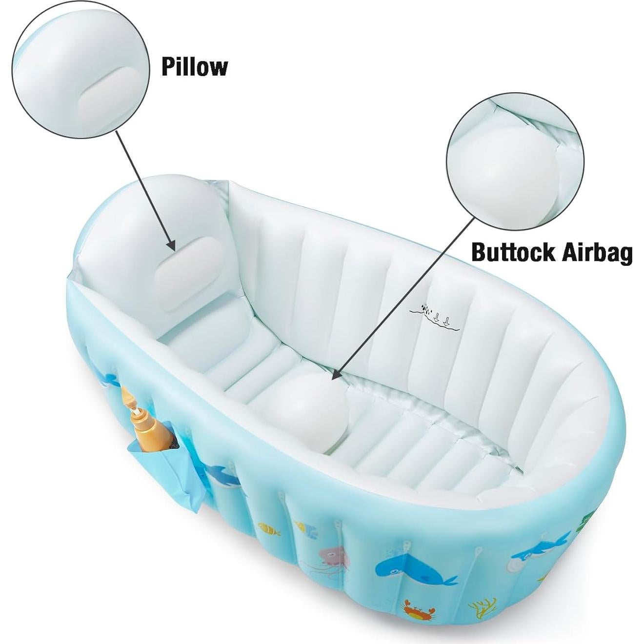 Bañera Inflable para Bebés PandaEar - Portátil 97.79x64.01 cm