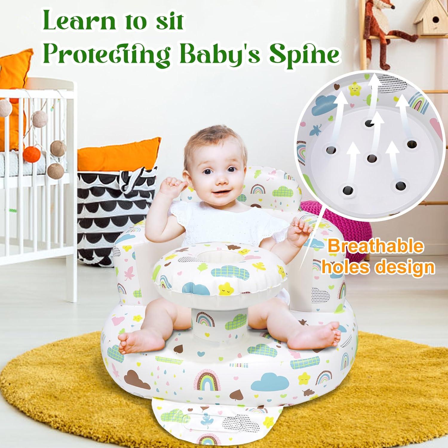 Silla Inflable para Bebés 3-36 Meses Arcoíris con Bandeja