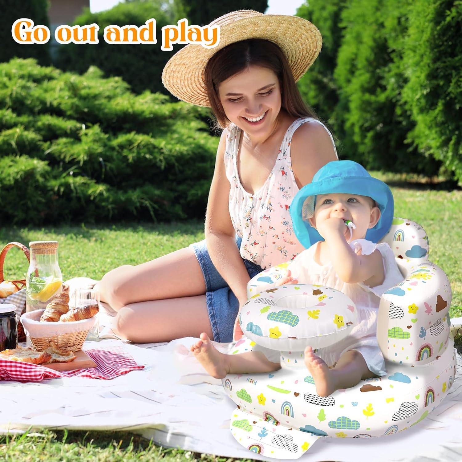 Silla Inflable para Bebés 3-36 Meses Arcoíris con Bandeja