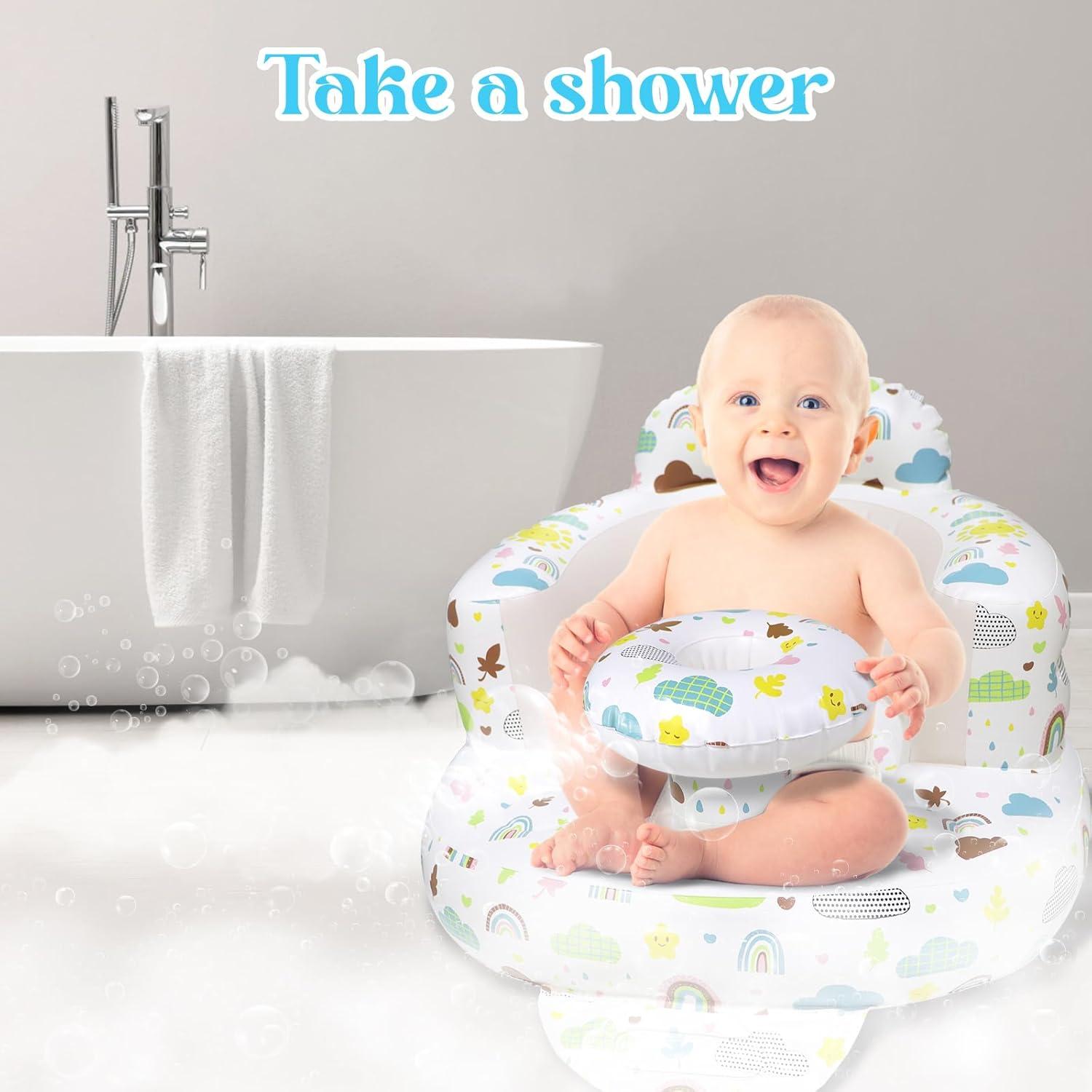 Silla Inflable para Bebés 3-36 Meses Arcoíris con Bandeja