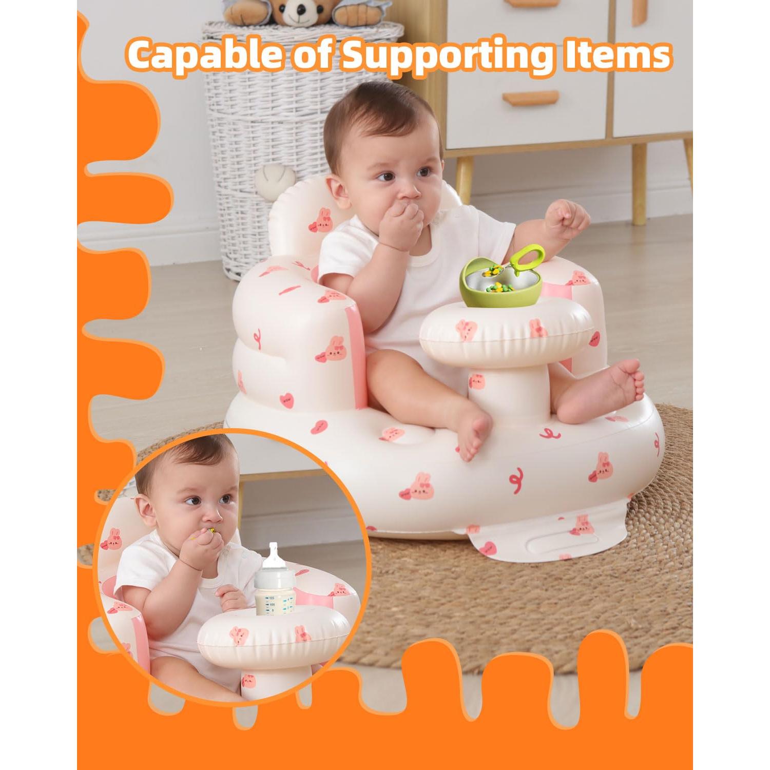 Asiento Inflable para Bebés AGITVPS con Bandeja Conejito Amoroso