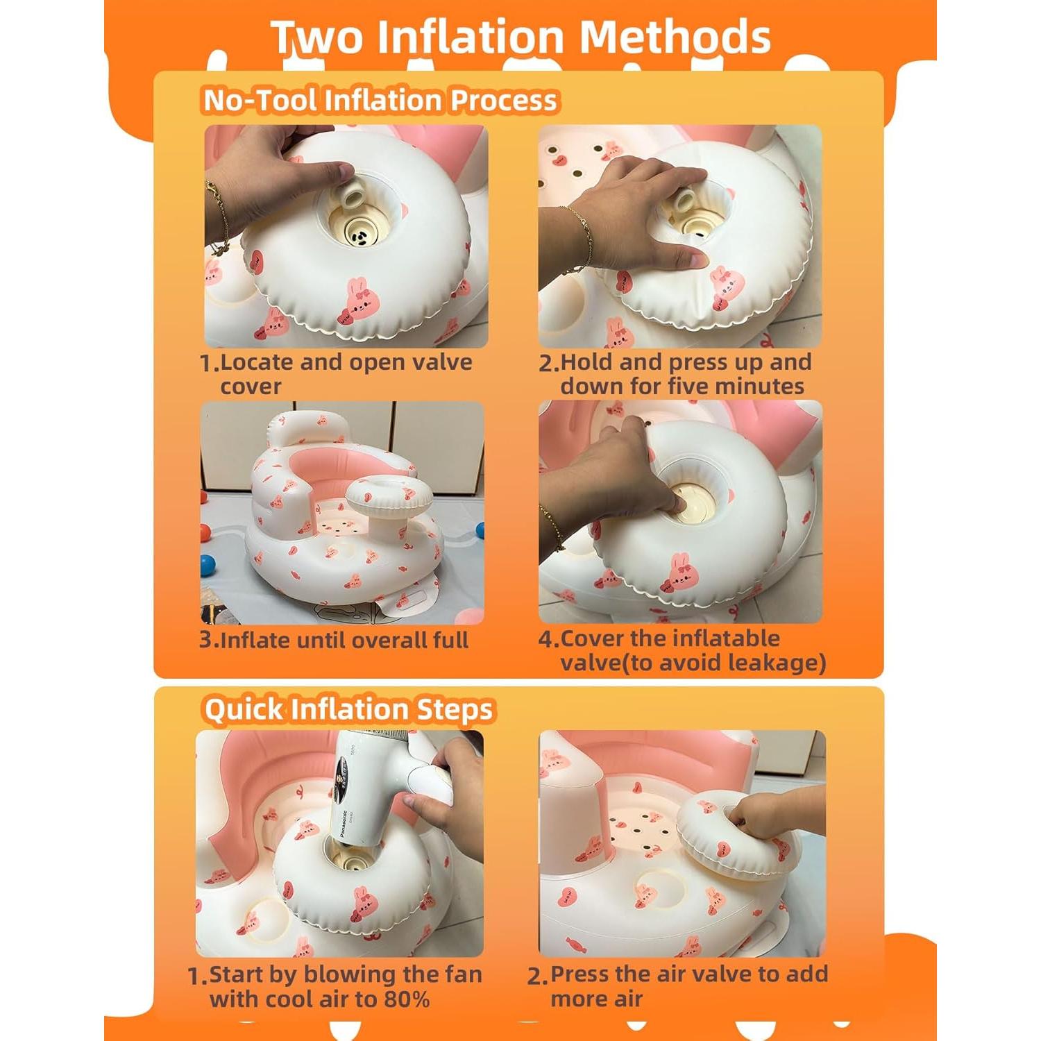 Asiento Inflable para Bebés AGITVPS con Bandeja Conejito Amoroso