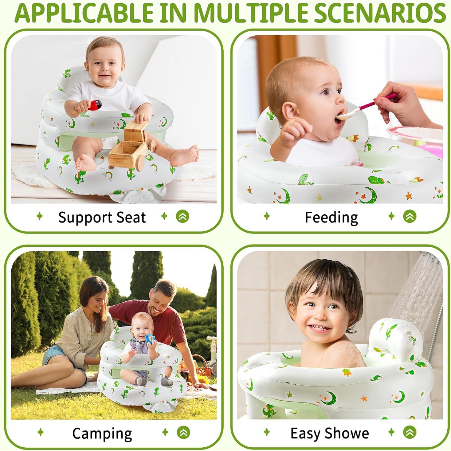 Asiento Inflable para Bebés Dinosaurio con Soporte Ergonómico