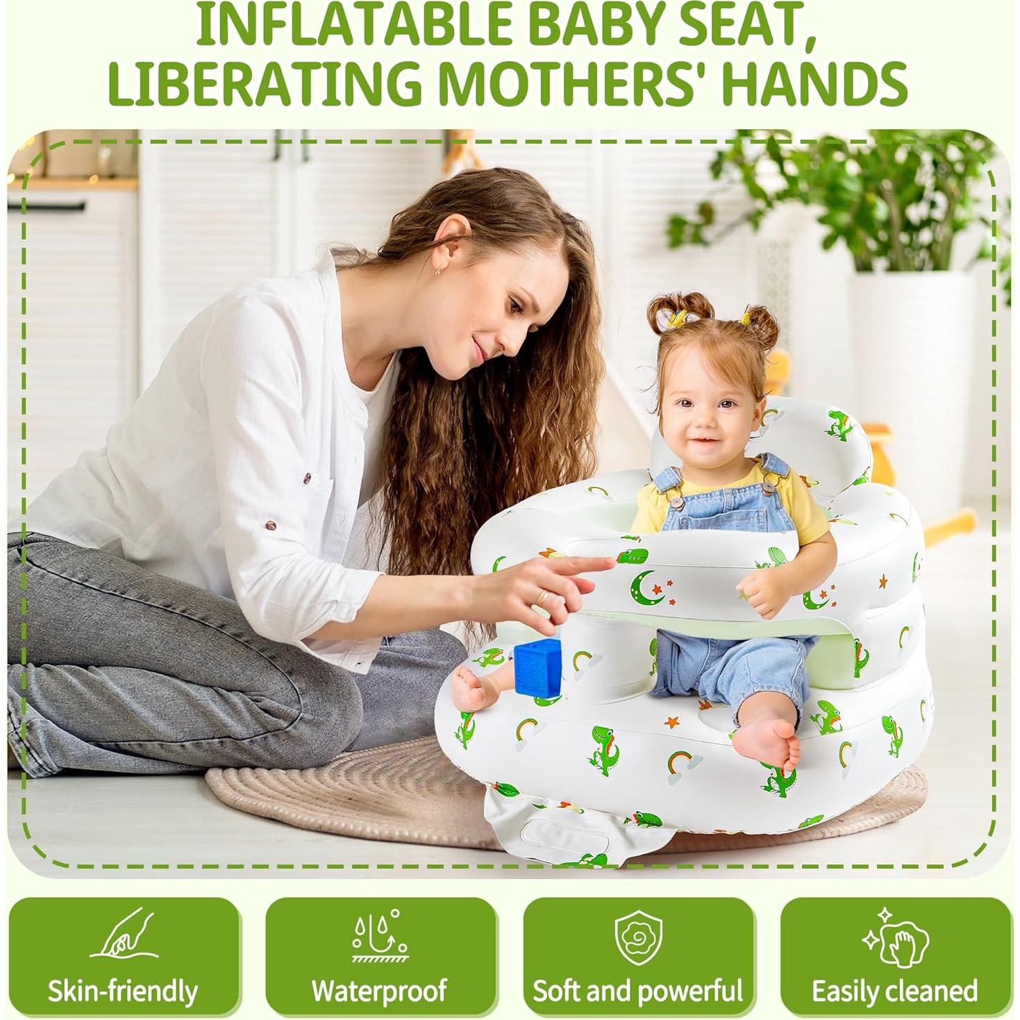 Asiento Inflable para Bebés Dinosaurio con Soporte Ergonómico