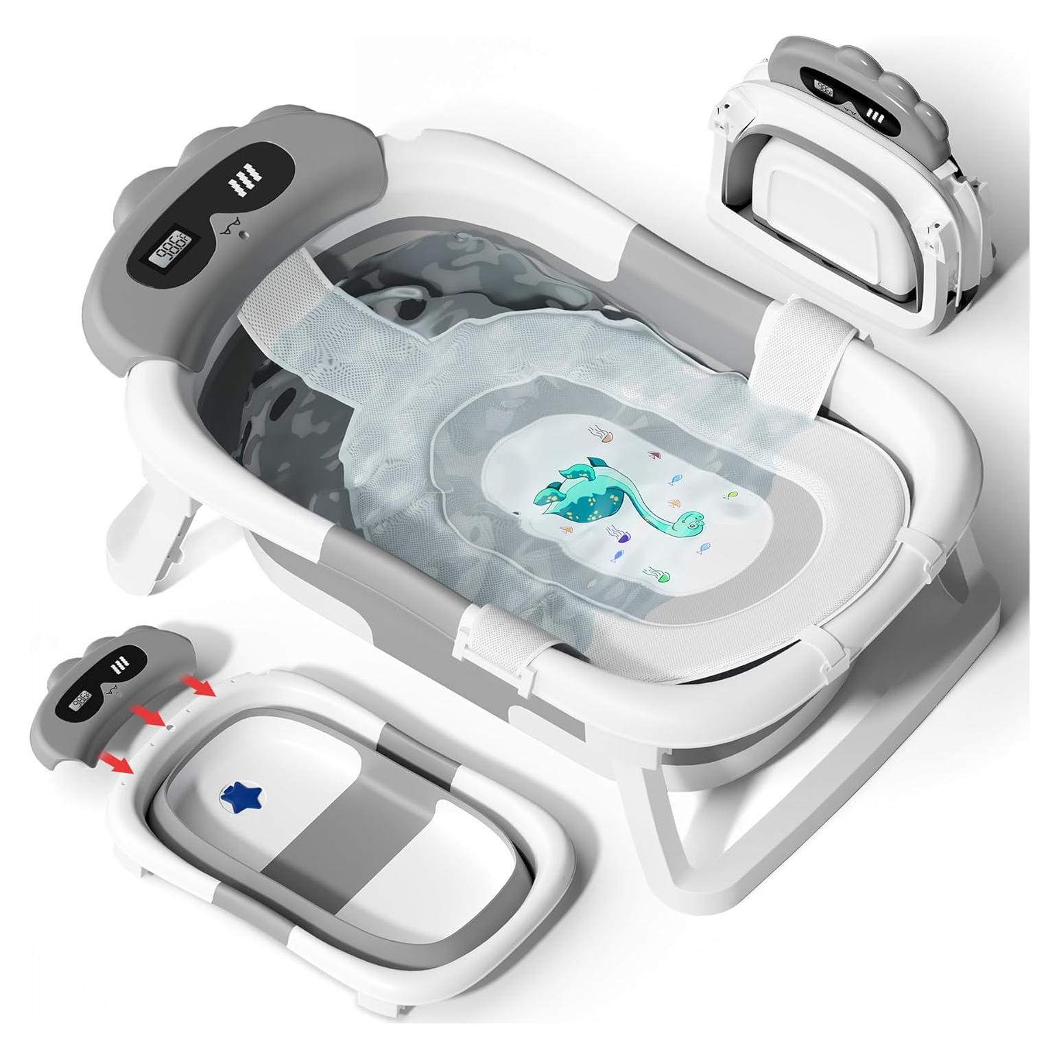 Bañera Plegable para Bebé AVIDOR Gris - Dinosaurio, 0-18 Meses