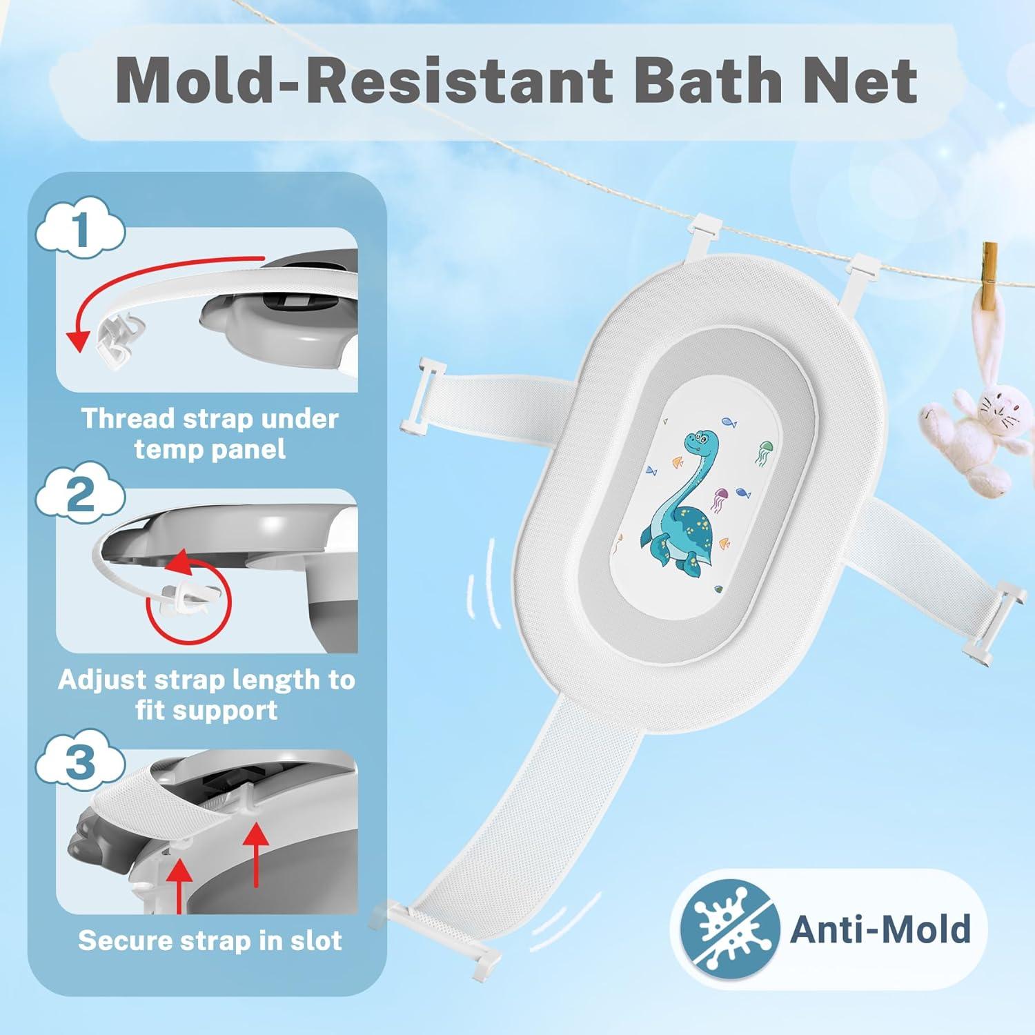 Bañera Plegable para Bebé AVIDOR Gris - Dinosaurio, 0-18 Meses