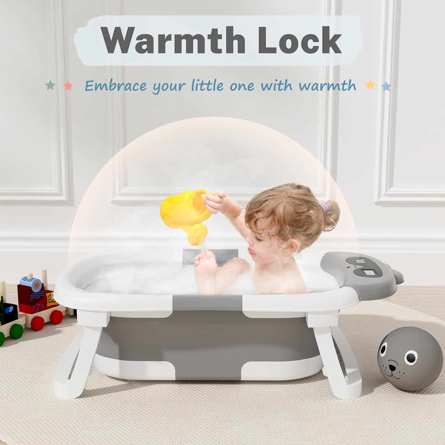 Bañera Plegable para Bebé AVIDOR Gris - Dinosaurio, 0-18 Meses